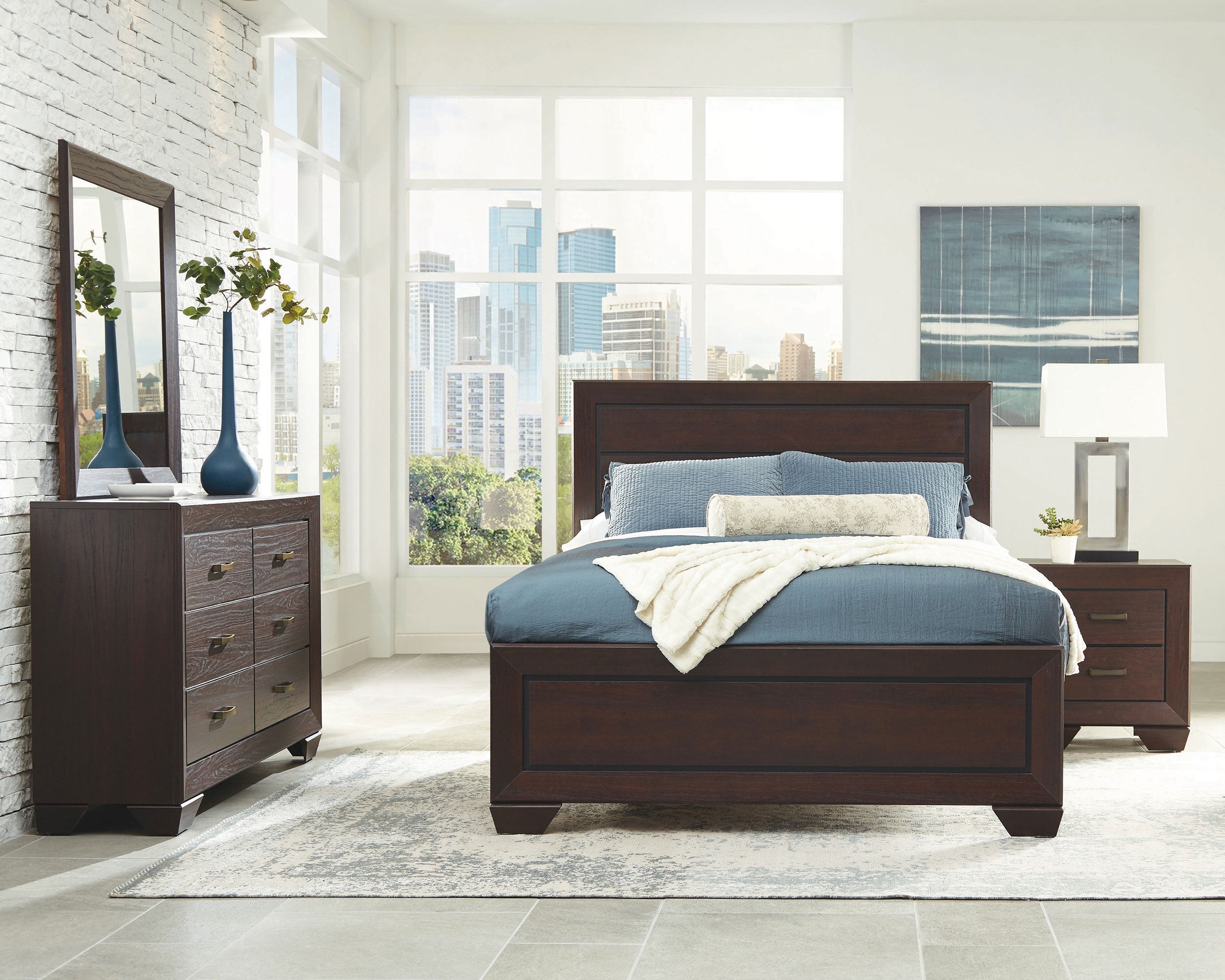 Kauffman California King Bedroom Set Dark Cocoa