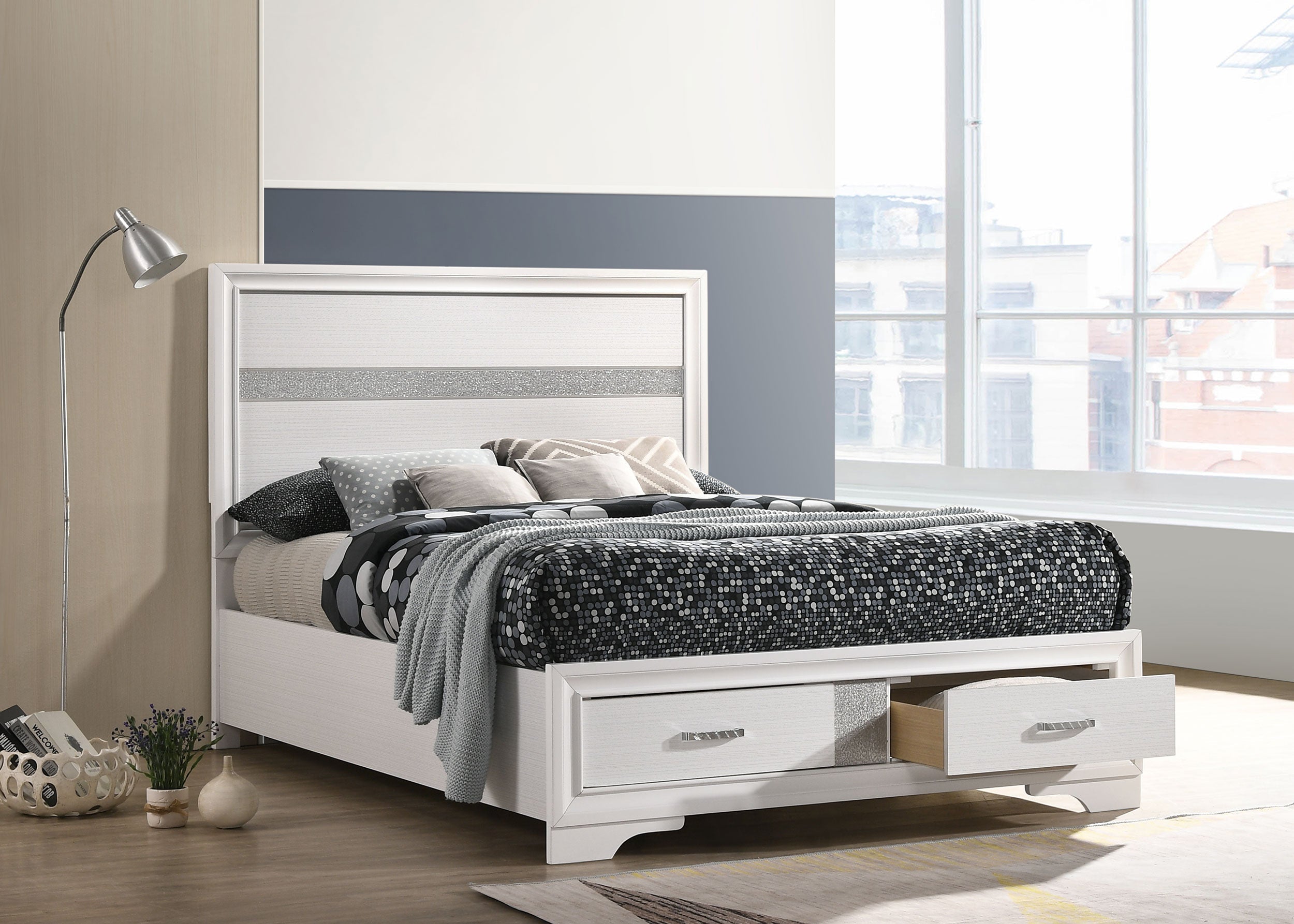 Miranda 51-inch Wood California King Storage Panel Bed Black