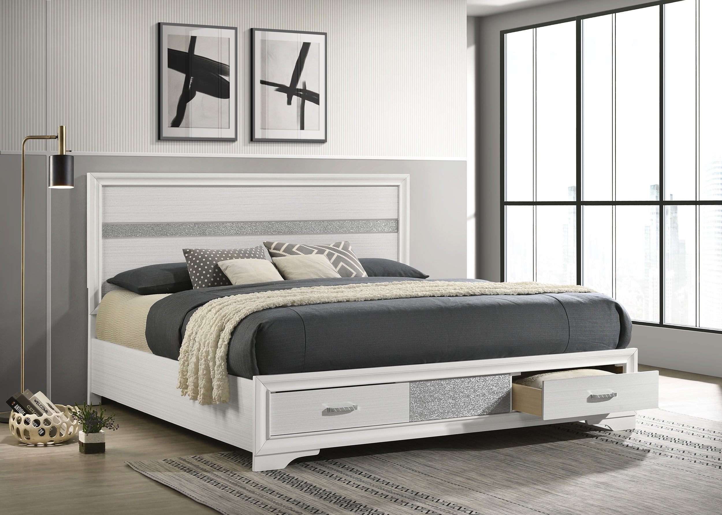 Miranda 51-inch Wood California King Storage Panel Bed Black