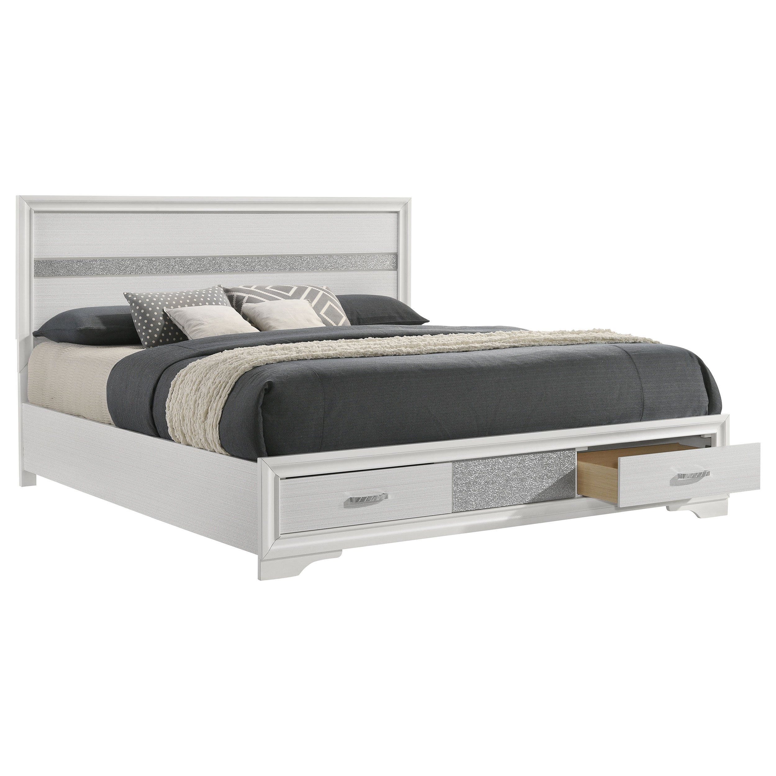 Miranda 51-inch Wood California King Storage Panel Bed Black
