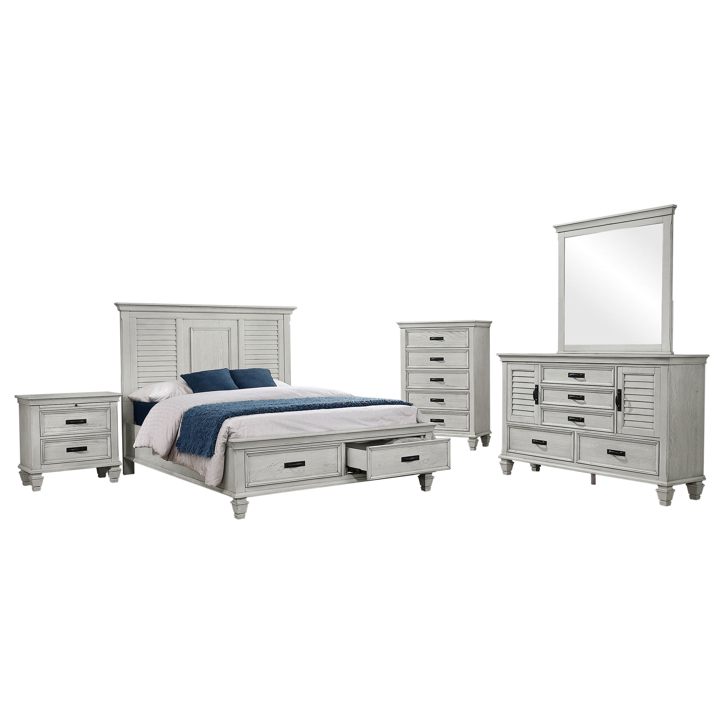 Franco Bedroom Set Distressed White