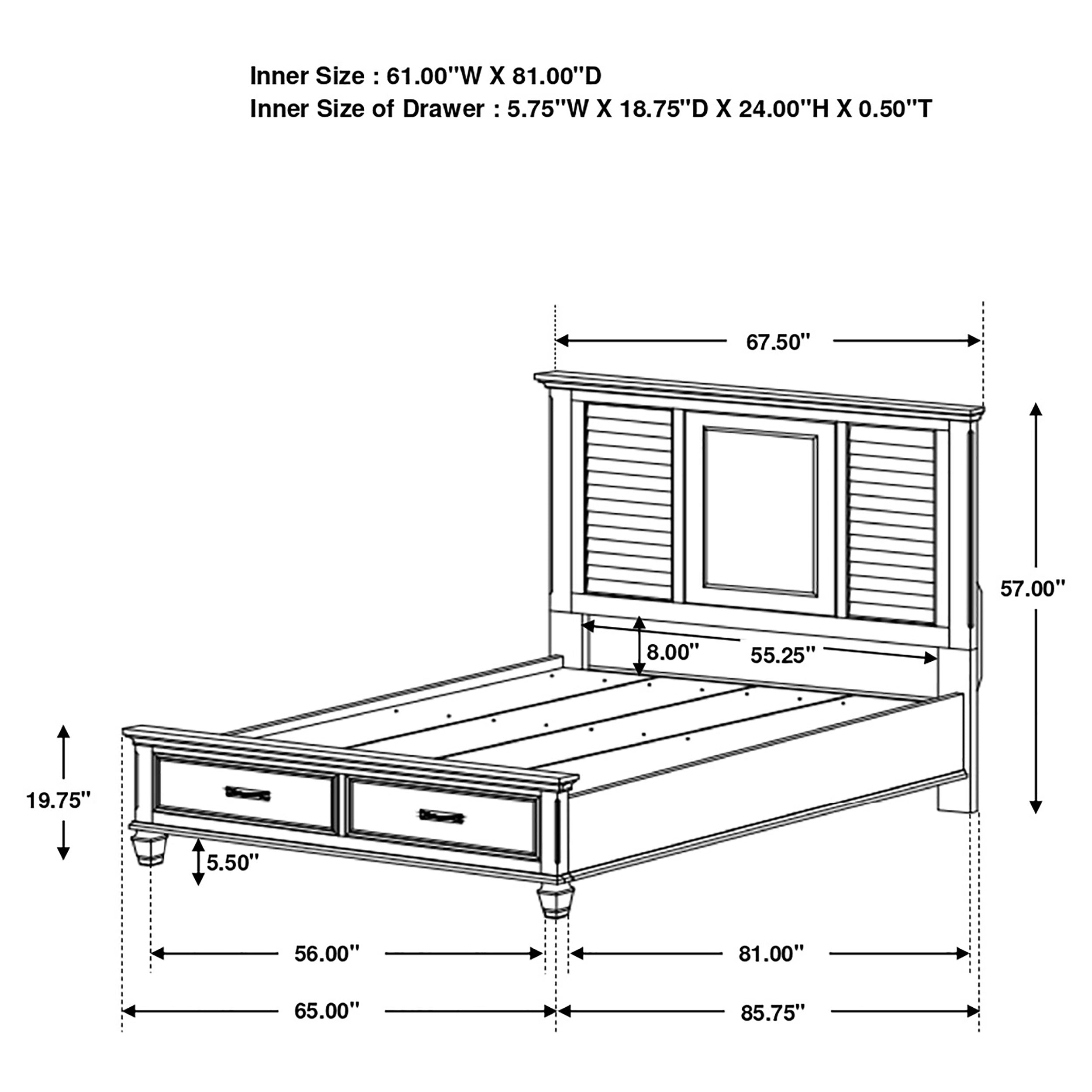 Franco Wood Panel Bed Distressed White