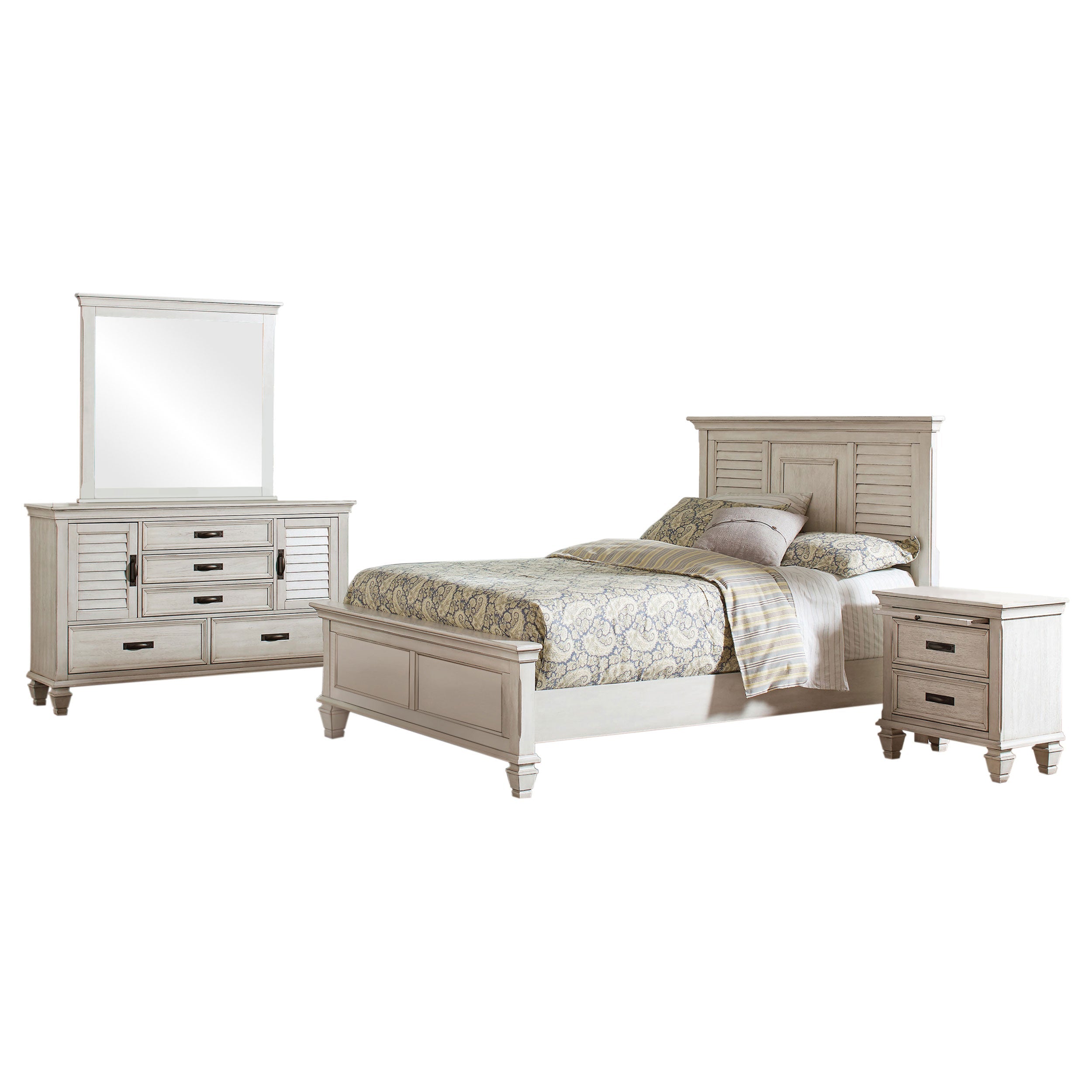 Franco Bedroom Set Distressed White