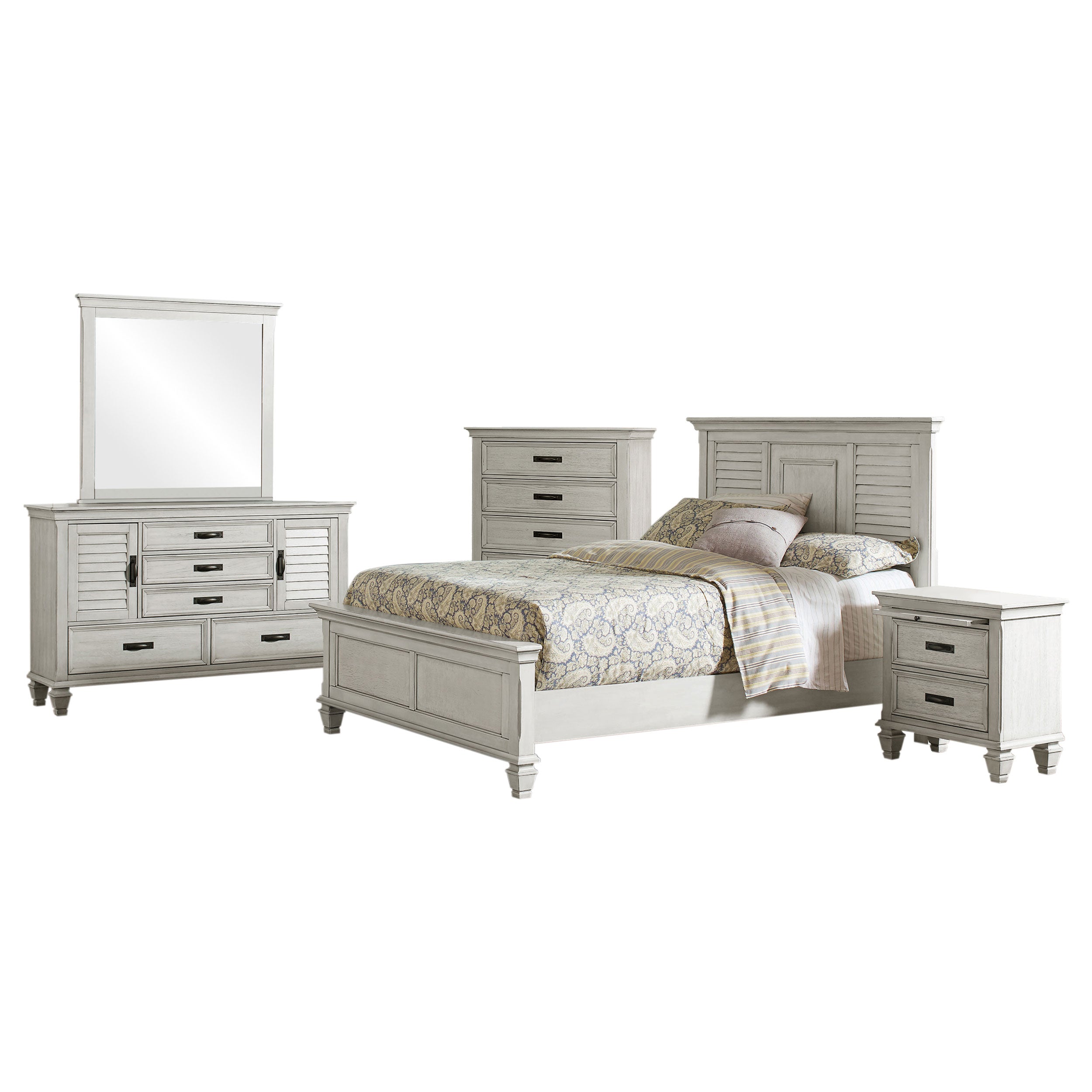 Franco Bedroom Set Distressed White