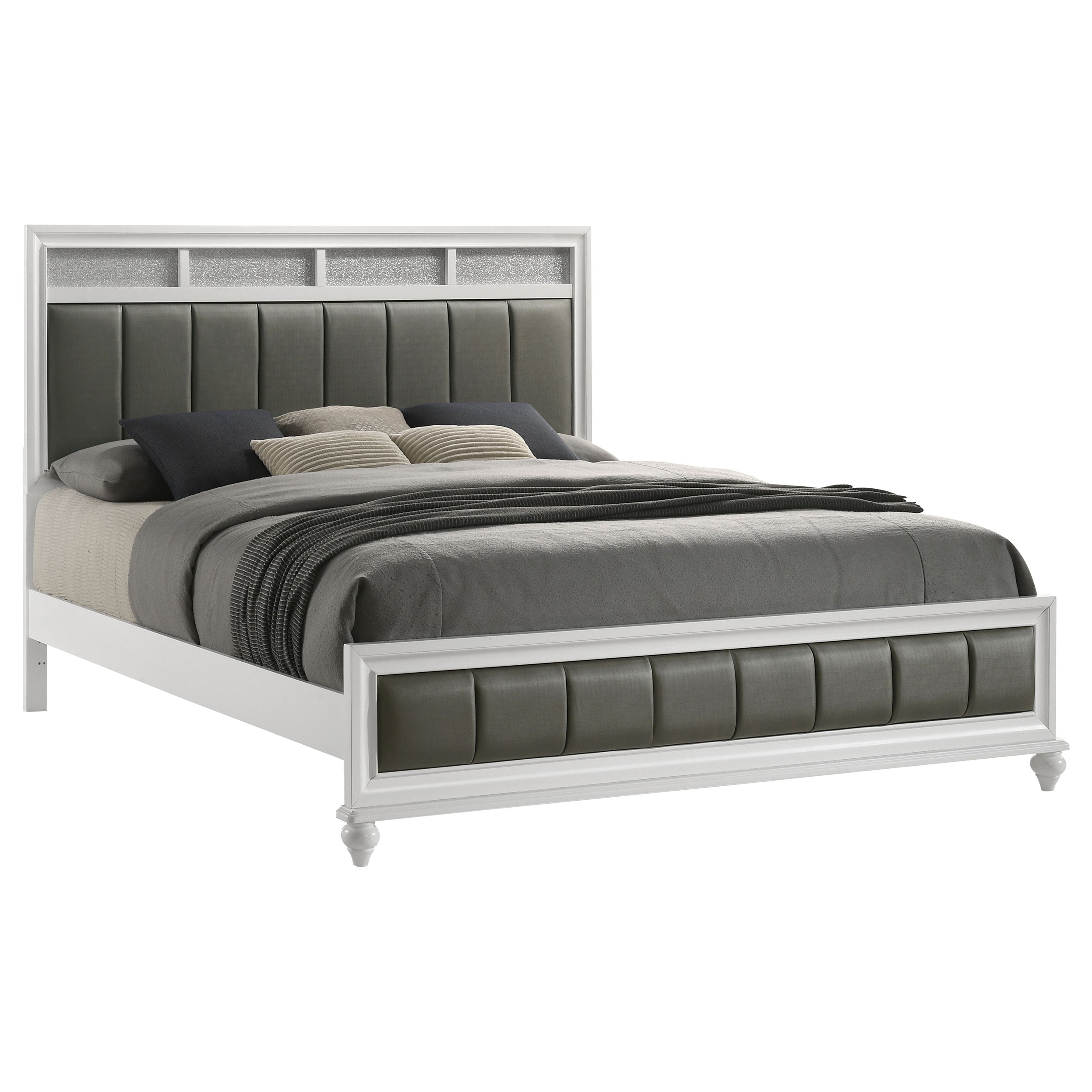 Barzini Wood Panel Bed White