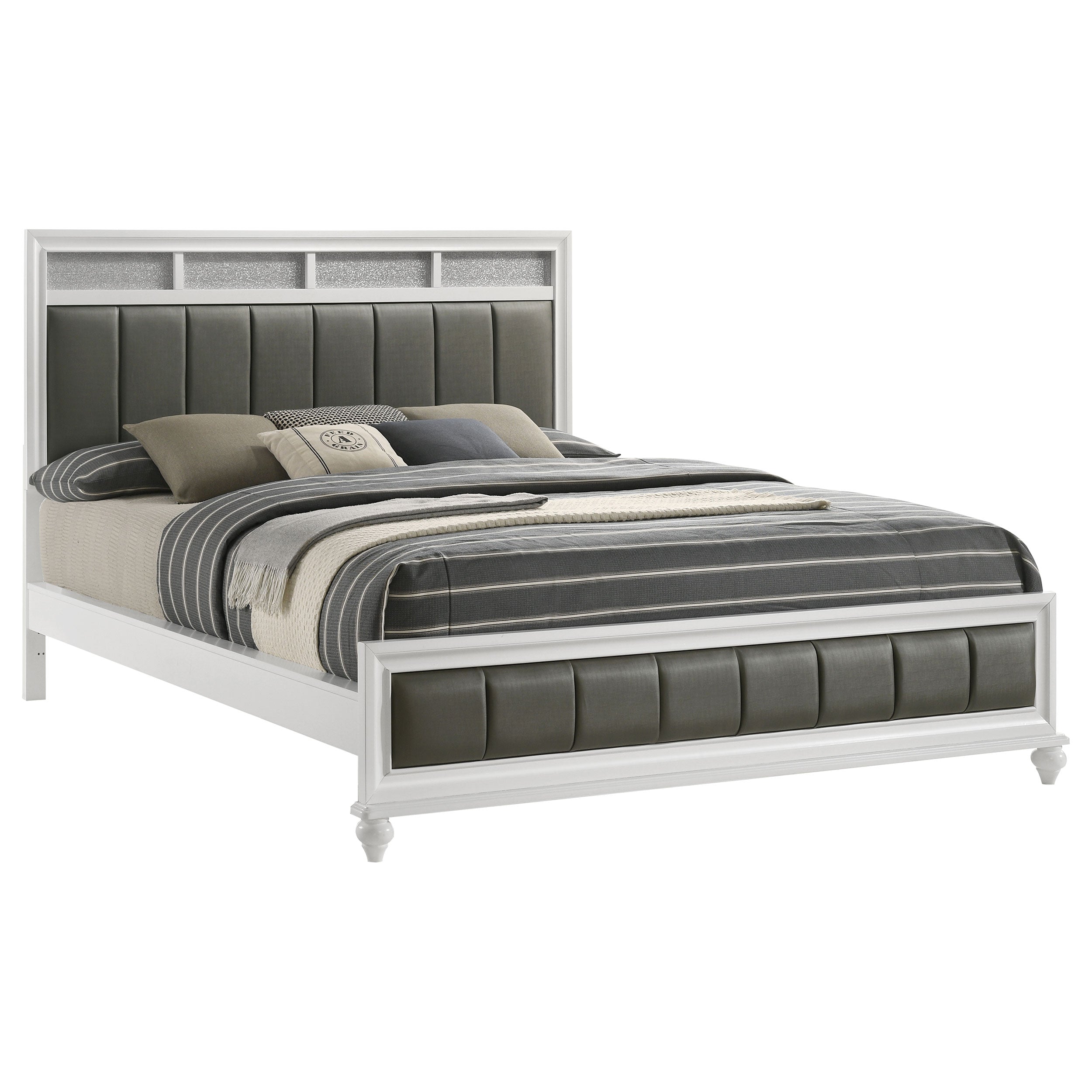 Barzini Wood Panel Bed White