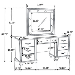 Barzini 7-drawer Vanity Set with Lighting White