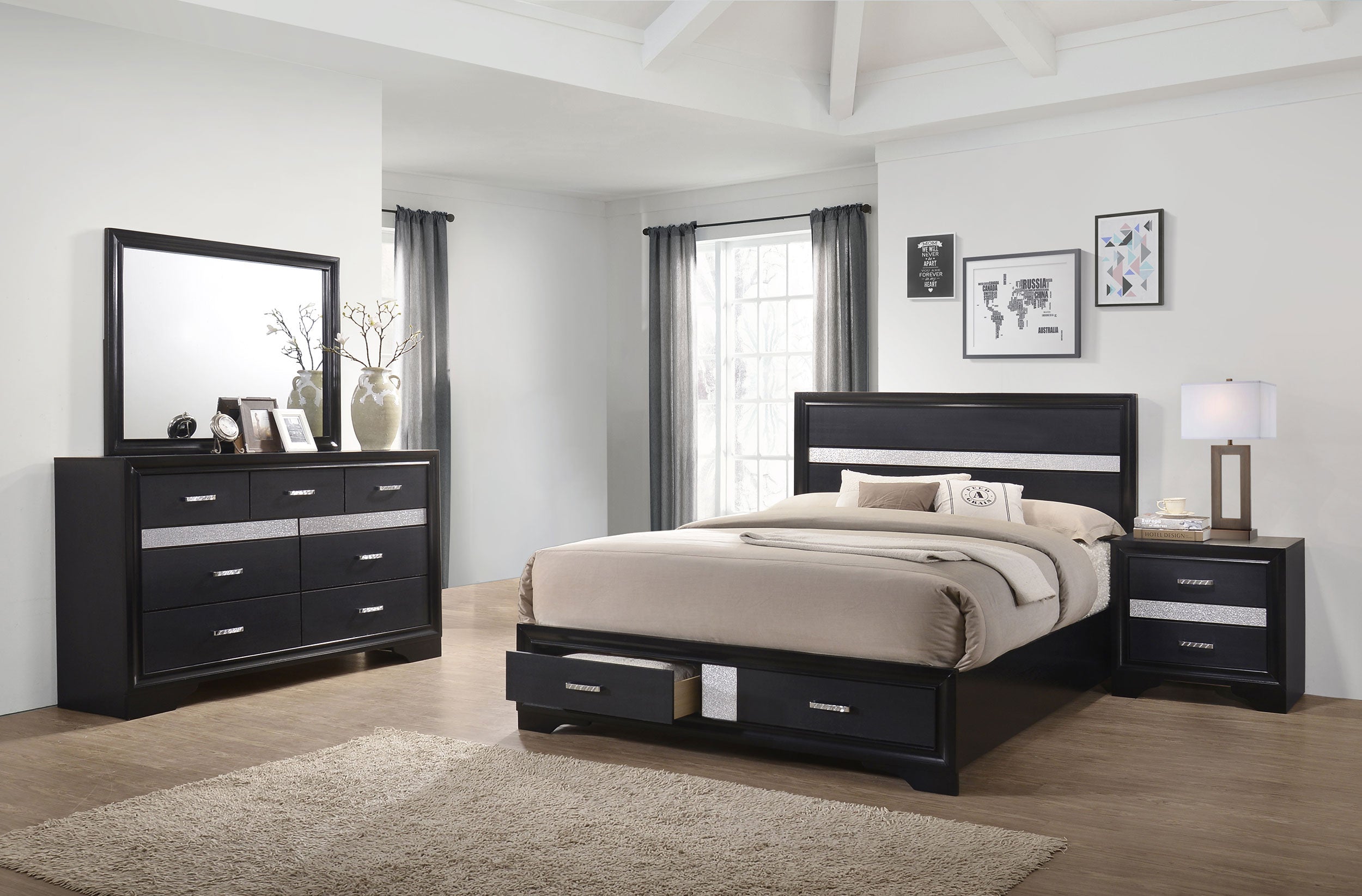 Miranda California King Bedroom Set Black