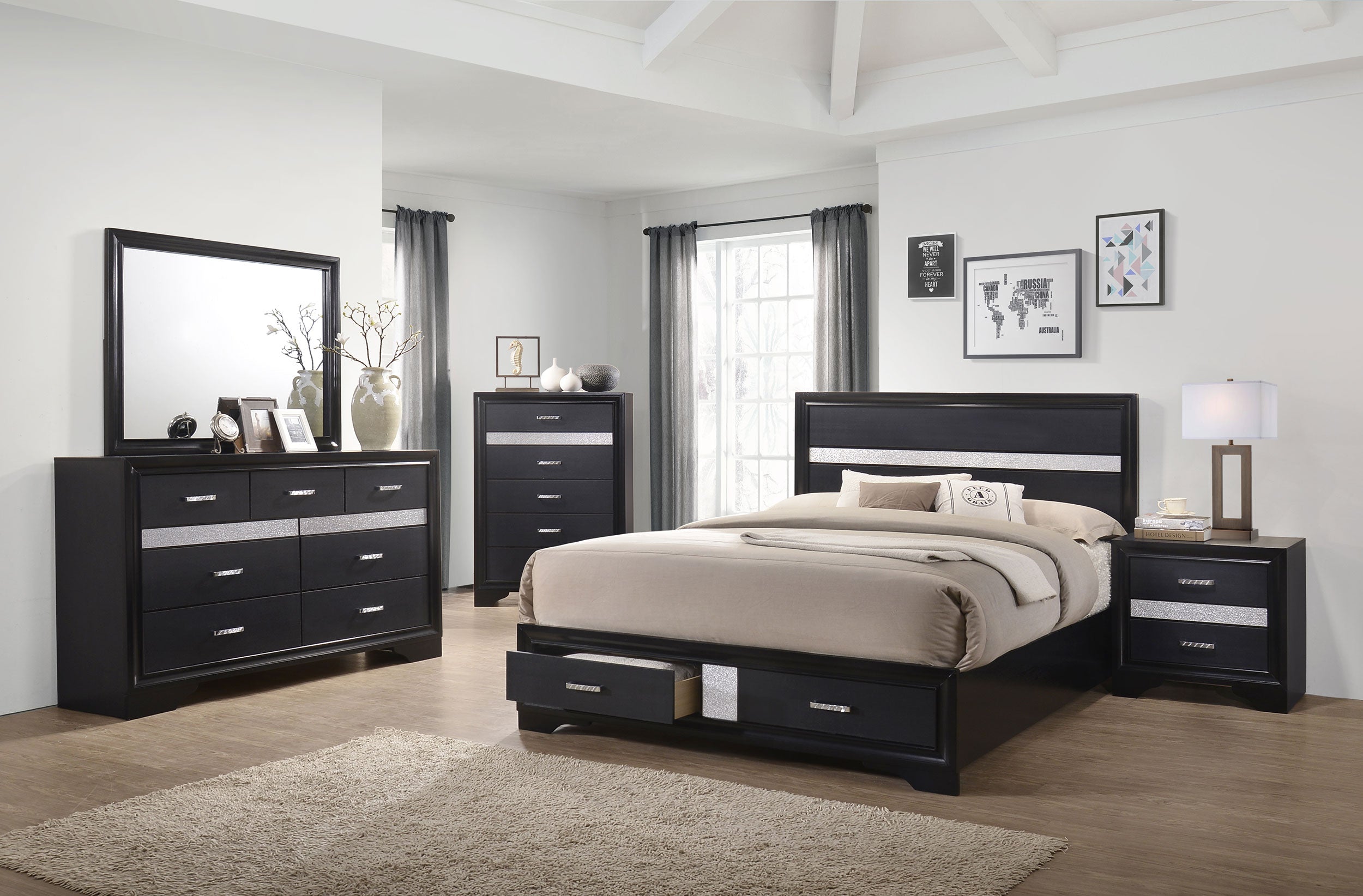 Miranda California King Bedroom Set Black