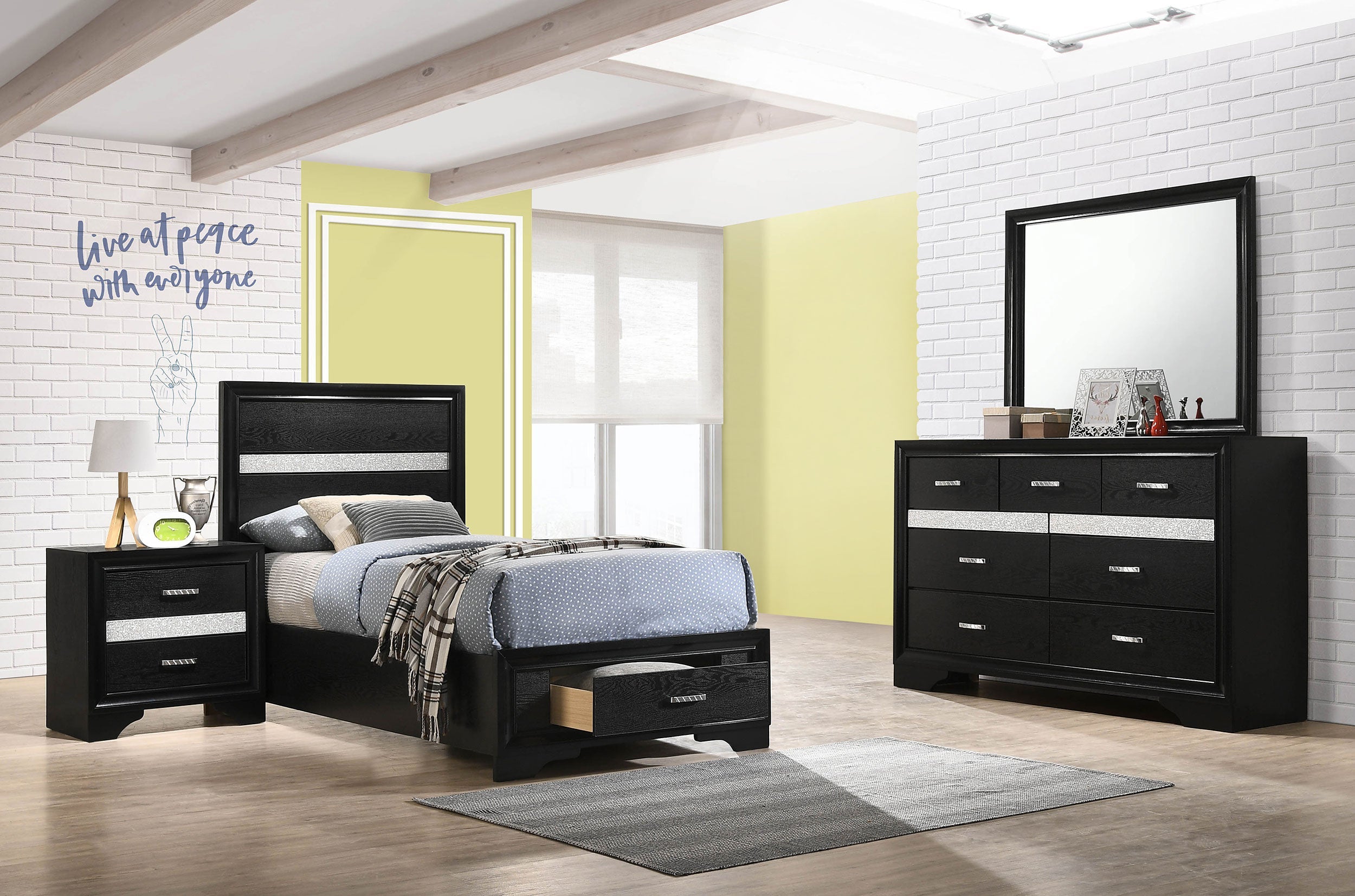 Miranda California King Bedroom Set Black