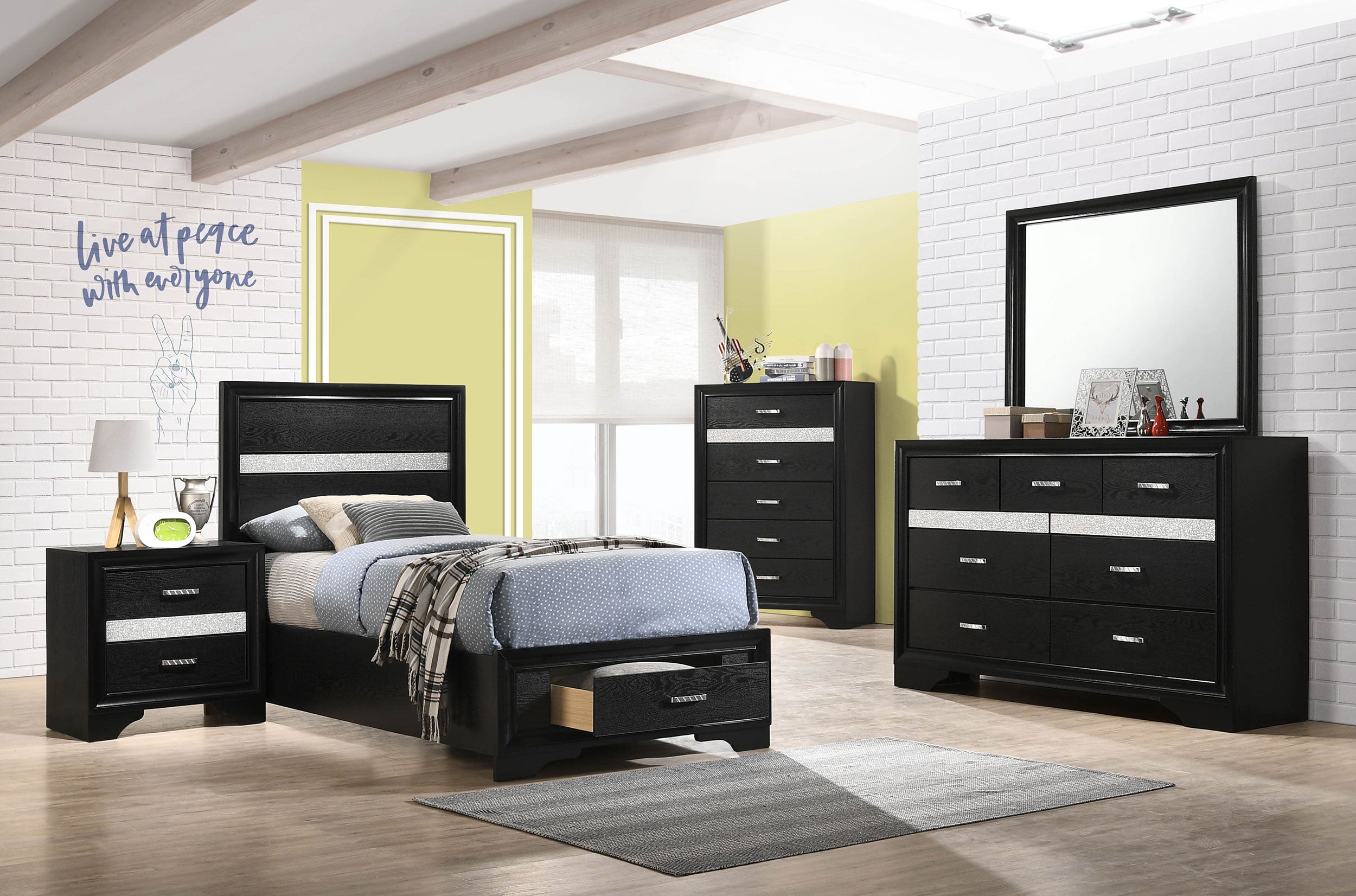 Miranda California King Bedroom Set Black