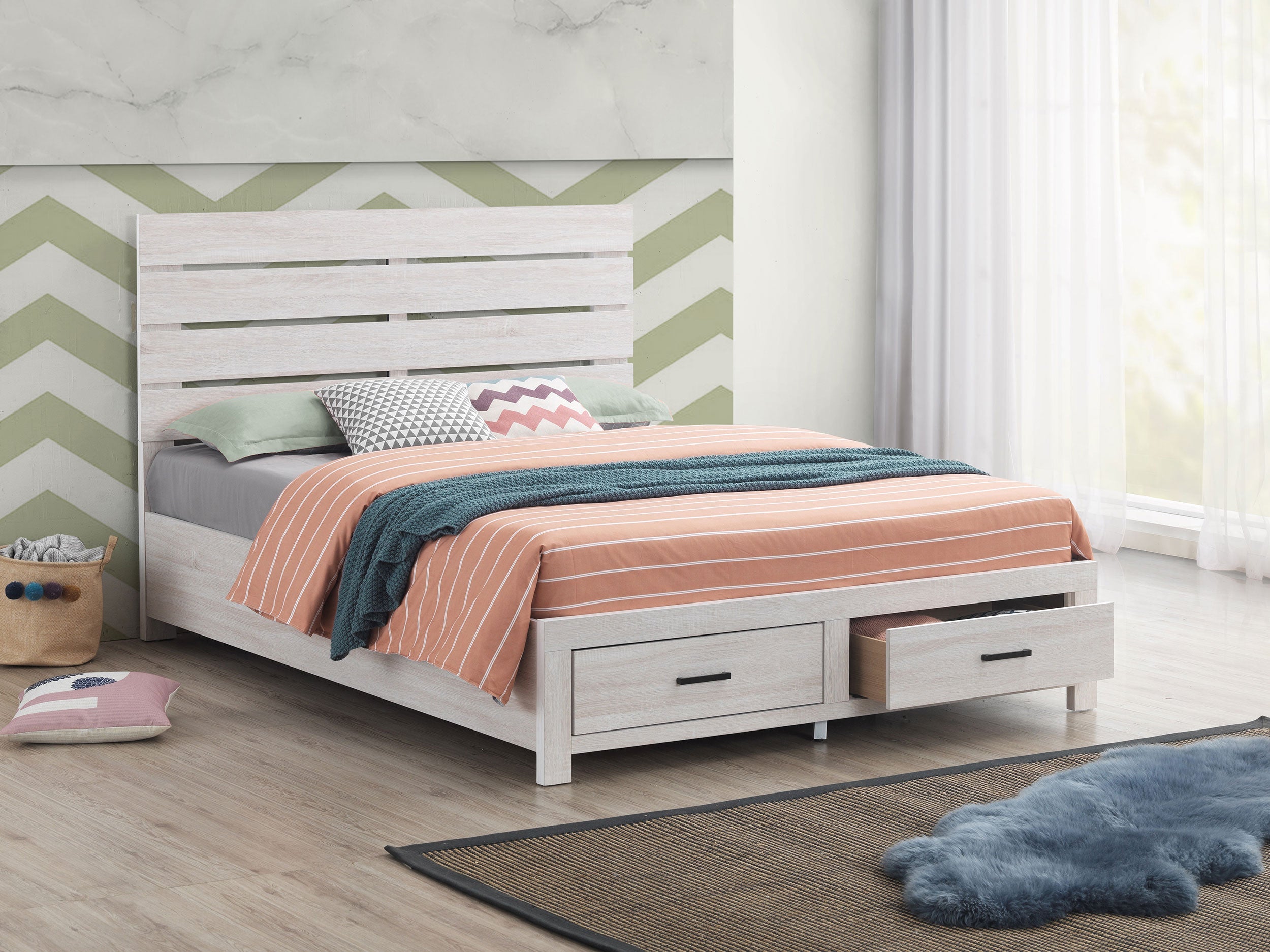 Brantford Wood Panel Bed Barrel Oak