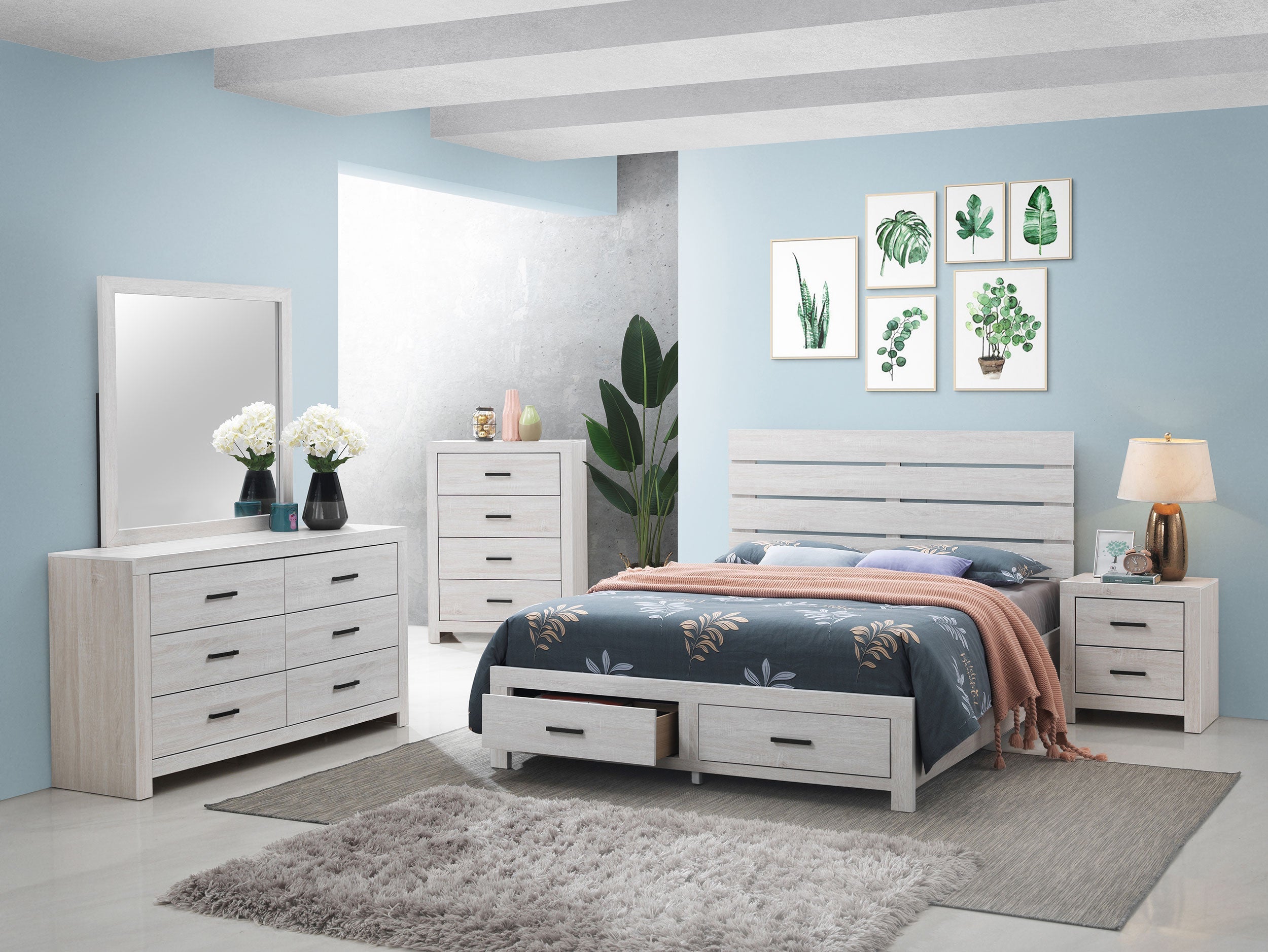Brantford Wood Panel Bed Barrel Oak