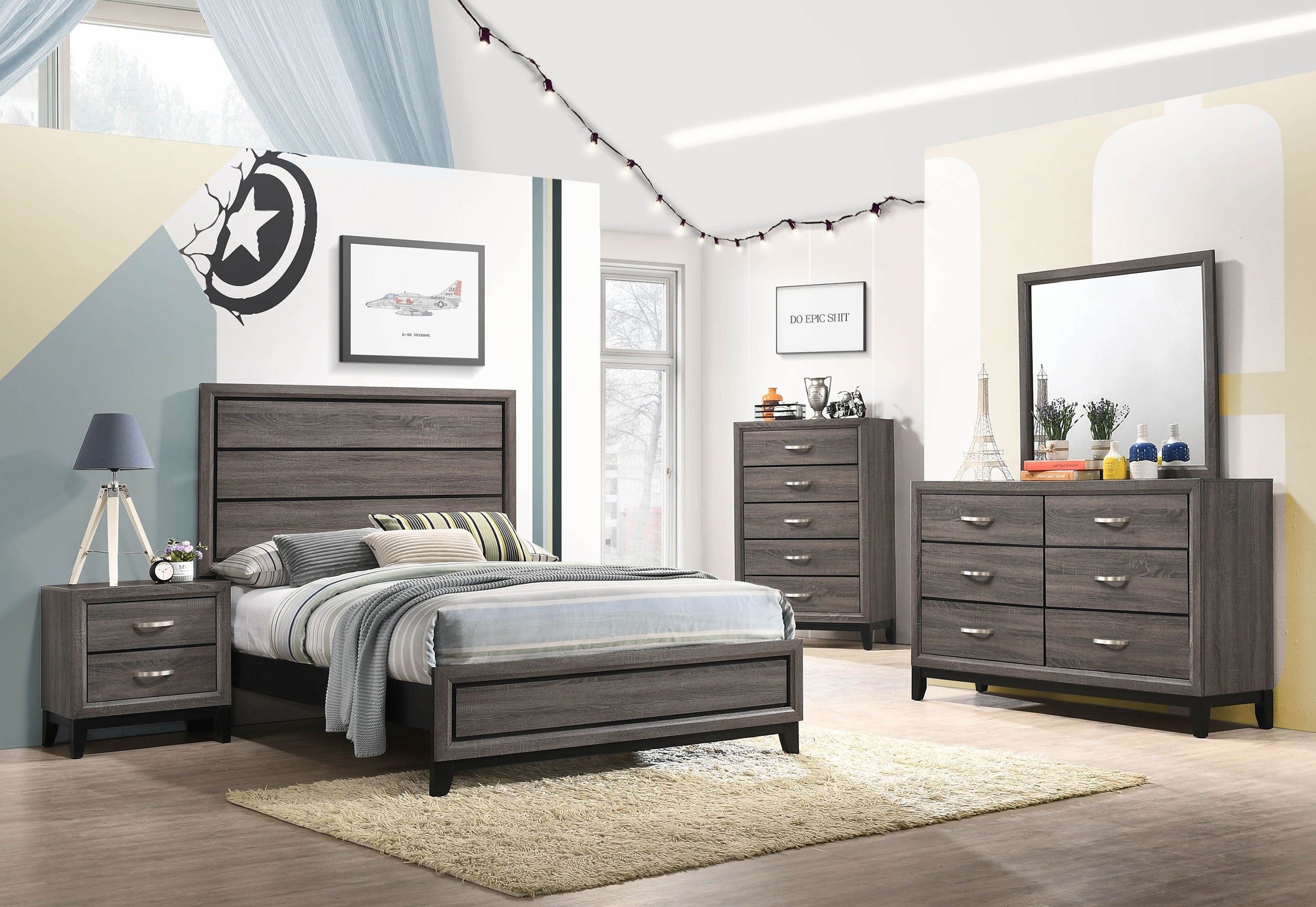 Watson California King Bedroom Set Grey Oak