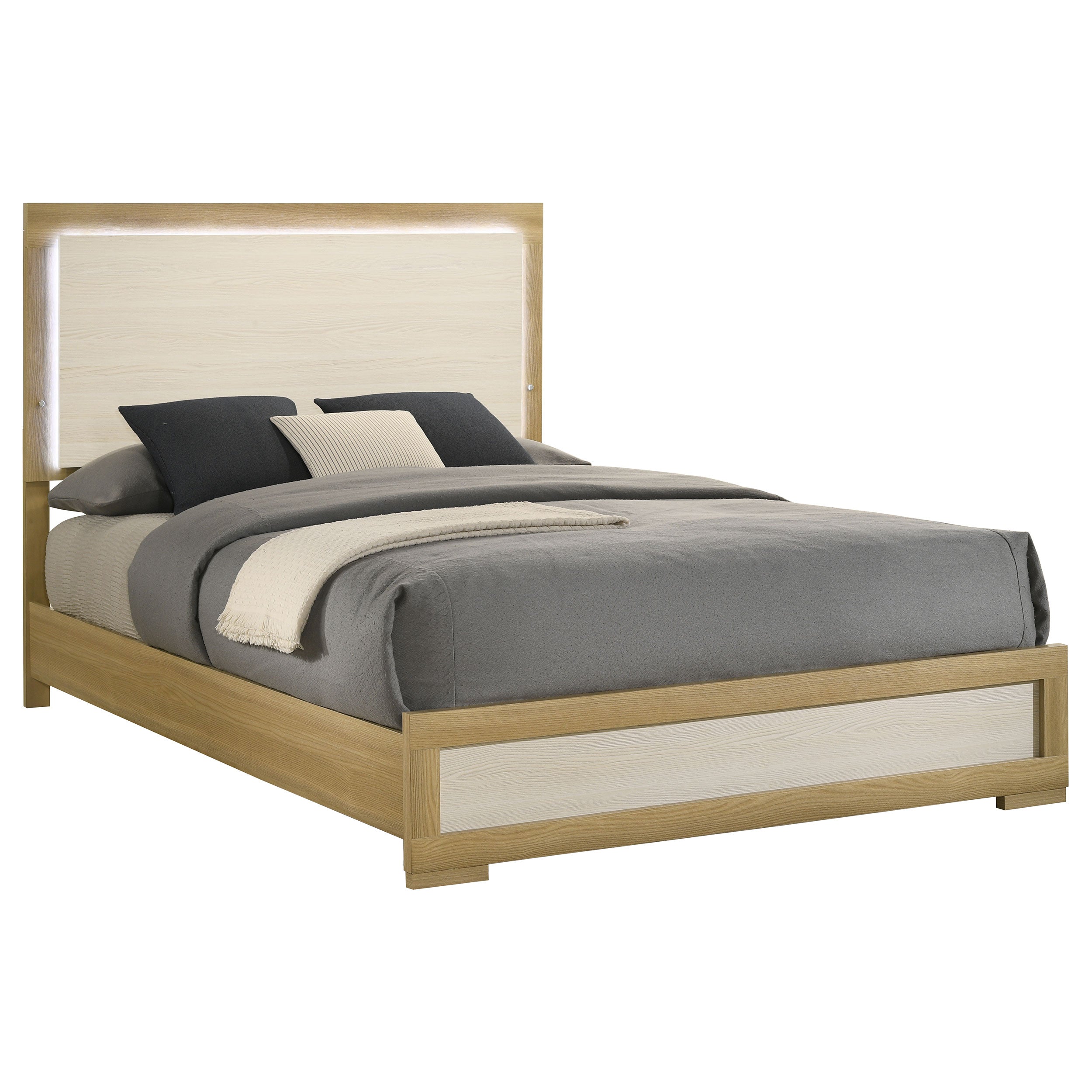 Hyland Panel Bed LED Headboard Natural