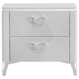 Cassia 2-drawer Nightstand Bedside Table White High Gloss