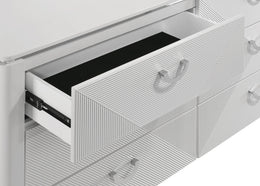 Cassia 6-drawer Dresser Cabinet with Mirror White High Gloss
