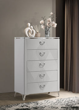 Cassia 5-drawer Bedroom Chest of Drawers White High Gloss
