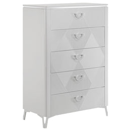 Cassia 5-drawer Bedroom Chest of Drawers White High Gloss