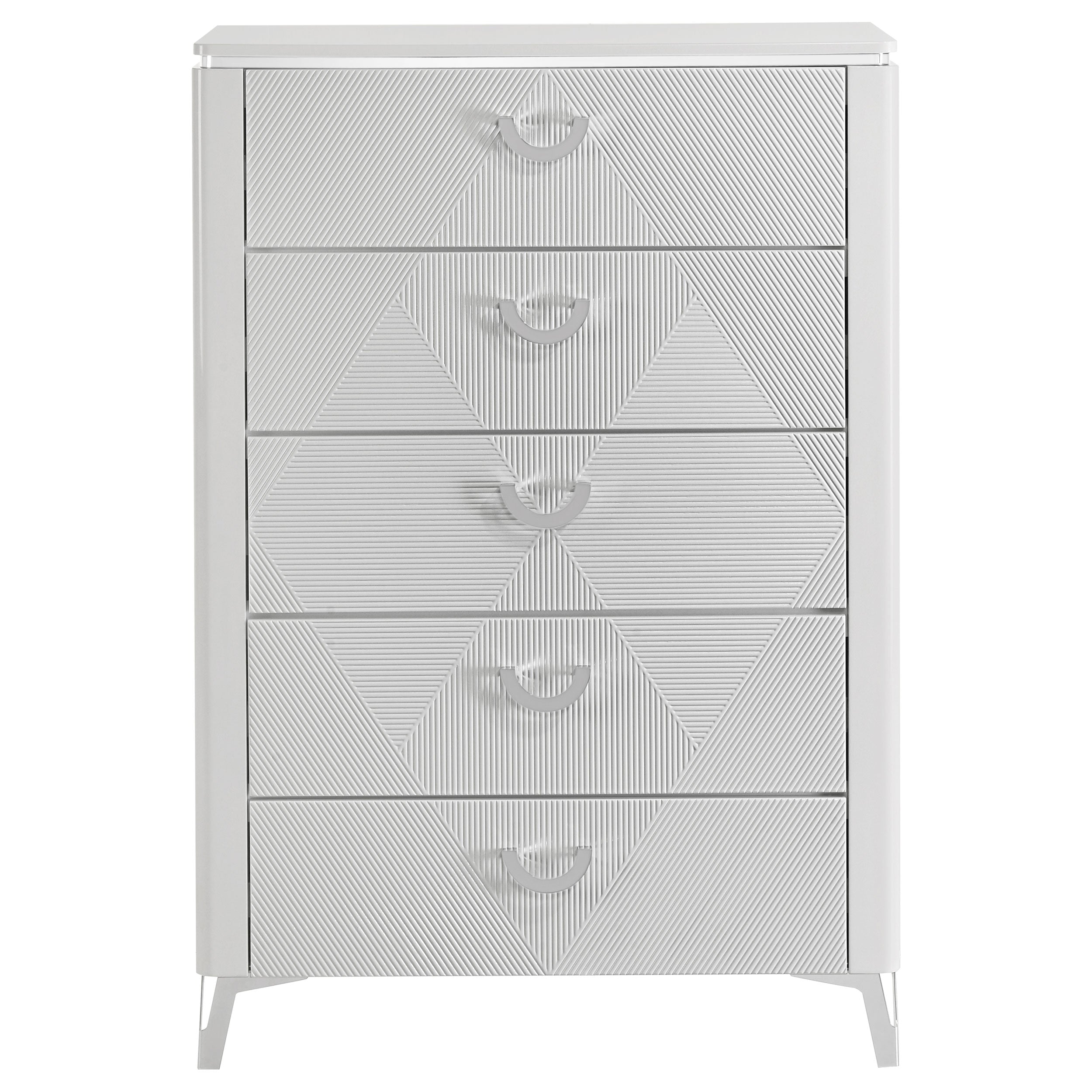 Cassia 5-drawer Bedroom Chest of Drawers White High Gloss