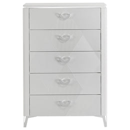 Cassia 5-drawer Bedroom Chest of Drawers White High Gloss