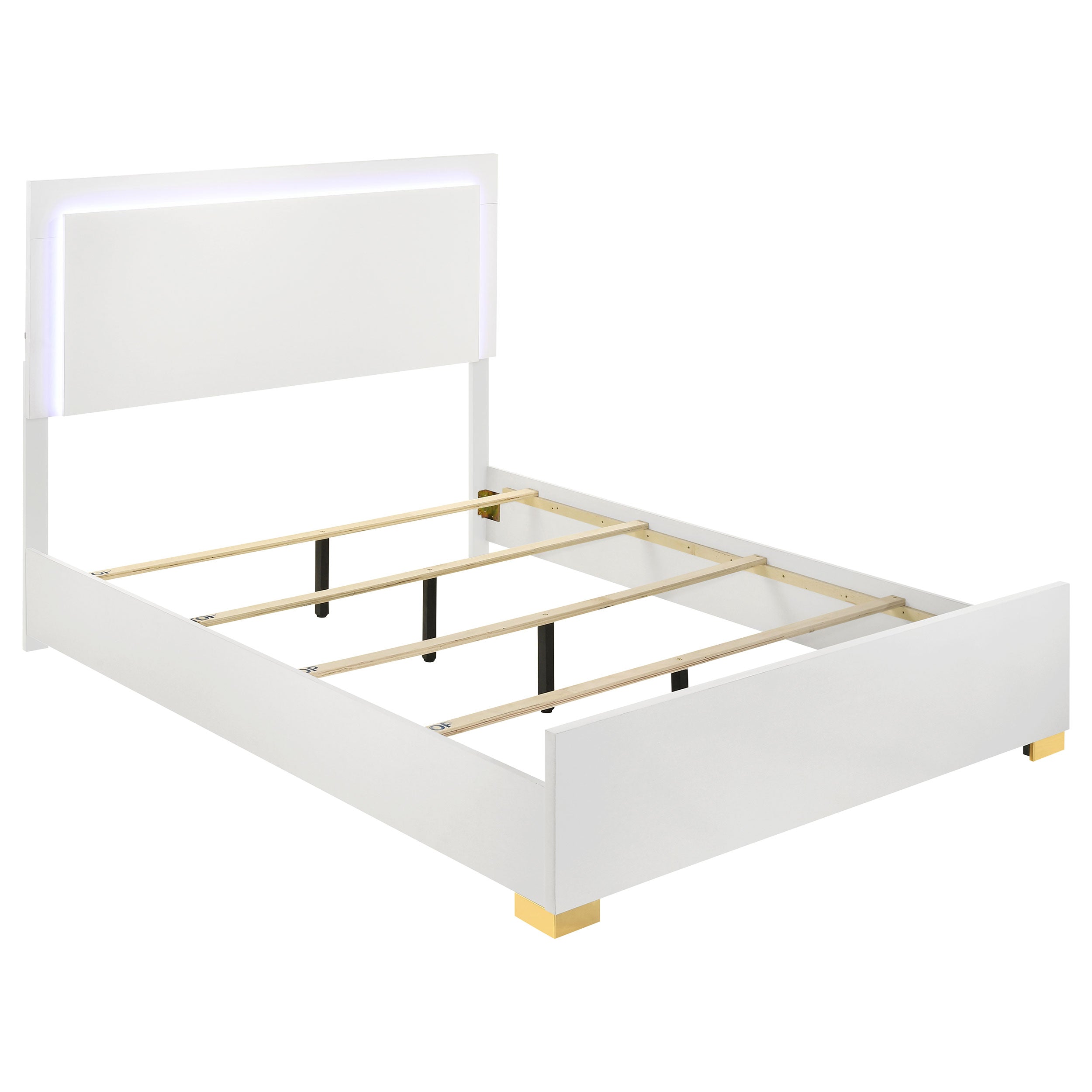 Marceline Wood LED Panel Bed Black