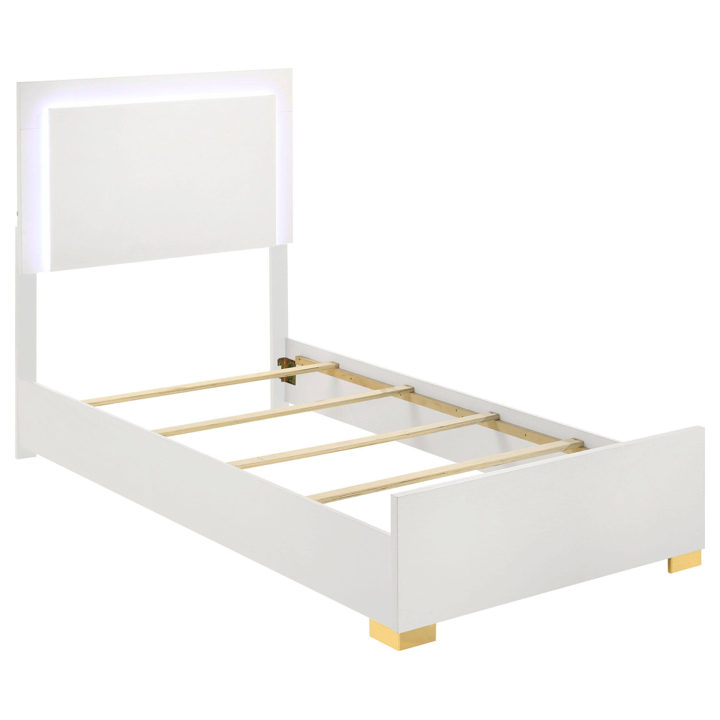 Marceline Wood LED Panel Bed Black