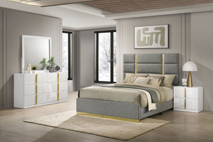 Ines Bedroom Set Grey/Navy and White High Gloss