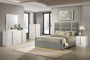 Ines Bedroom Set Grey/Navy and White High Gloss