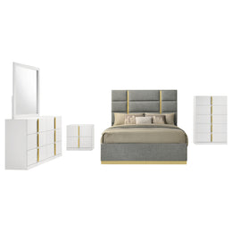 Ines Bedroom Set Grey/Navy and White High Gloss