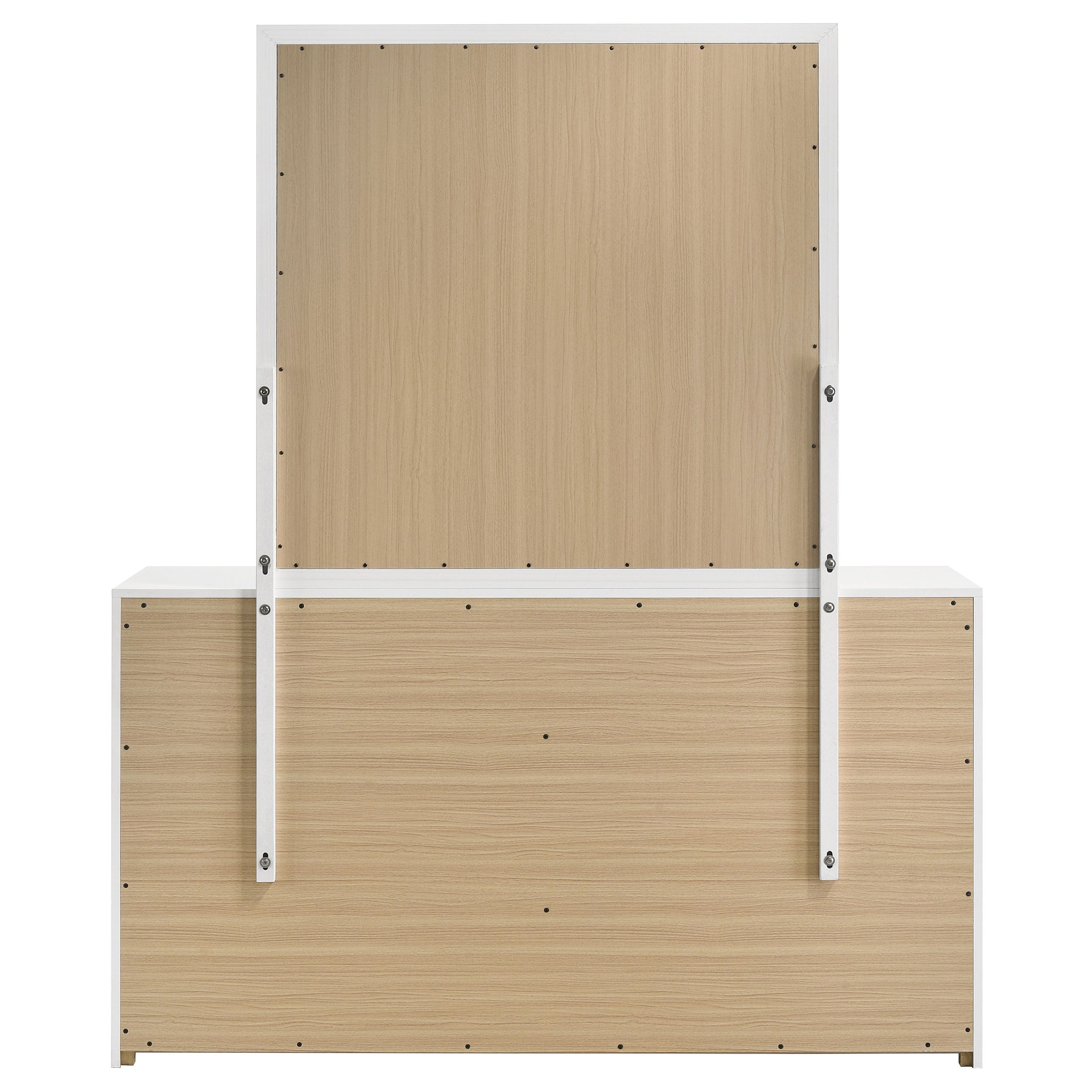 Ines 6-drawer Bedroom Dresser with Mirror Cabinet White High Gloss