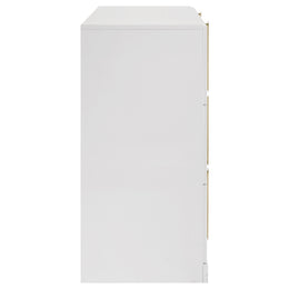 Ines 6-drawer Bedroom Dresser with Mirror Cabinet White High Gloss