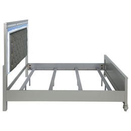 Gunnison Wood California King LED Panel Bed Silver Metallic