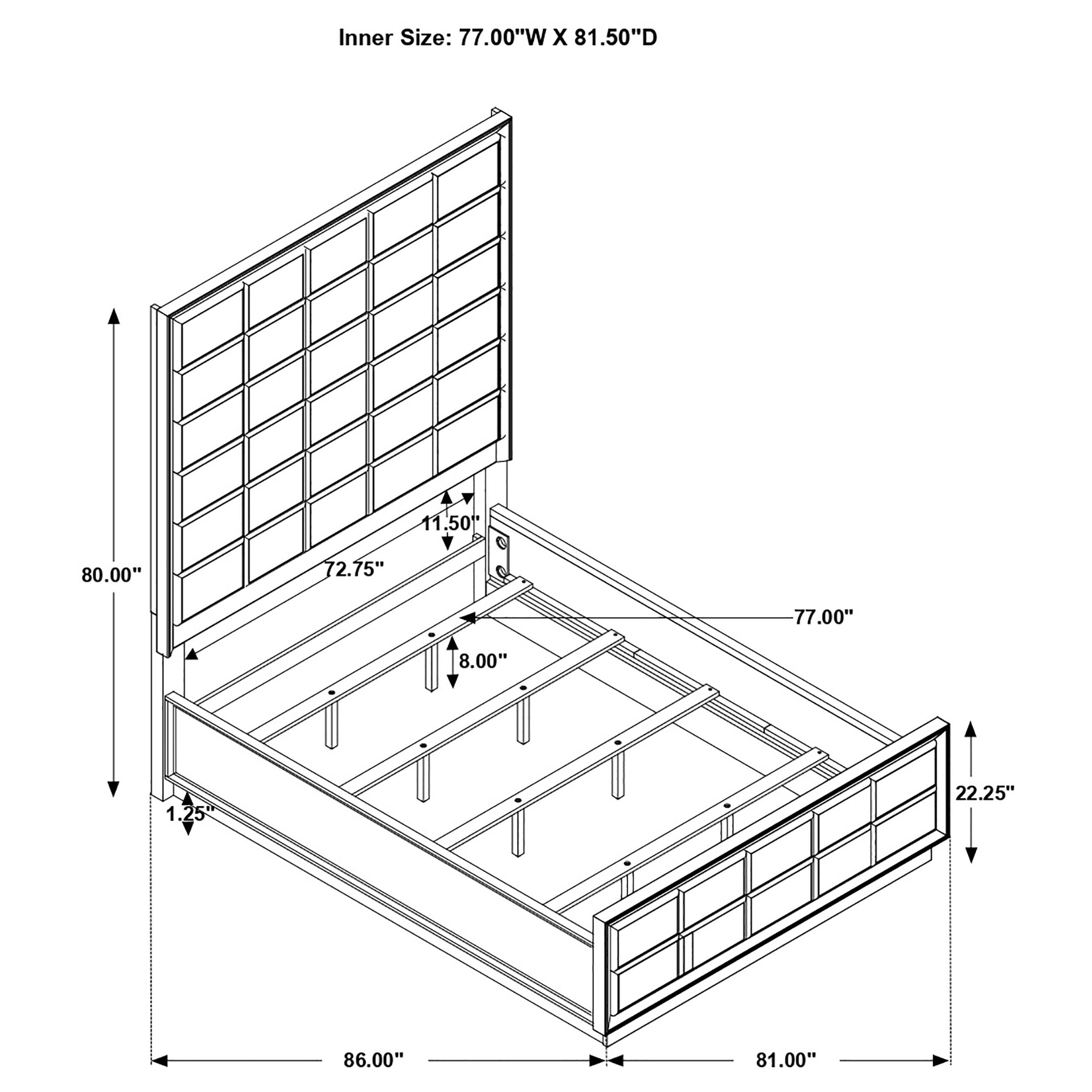 Durango 77-inch California King Panel Bed Smoked Peppercorn