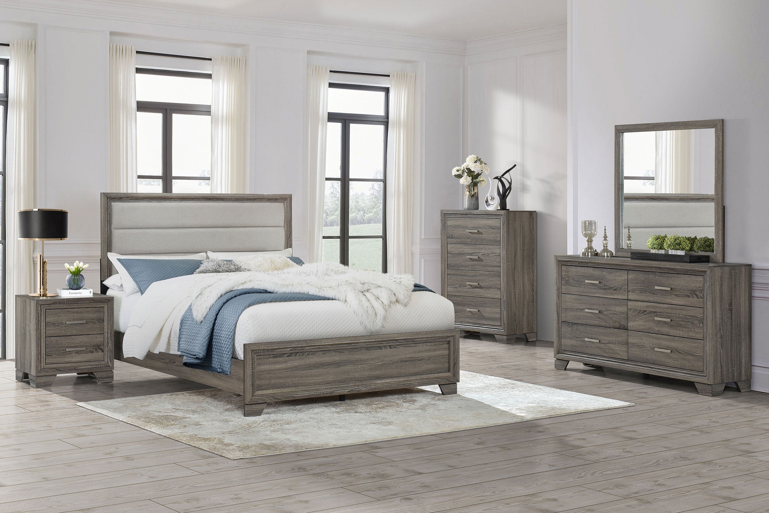 Wright California King Bedroom Set Brown Oak