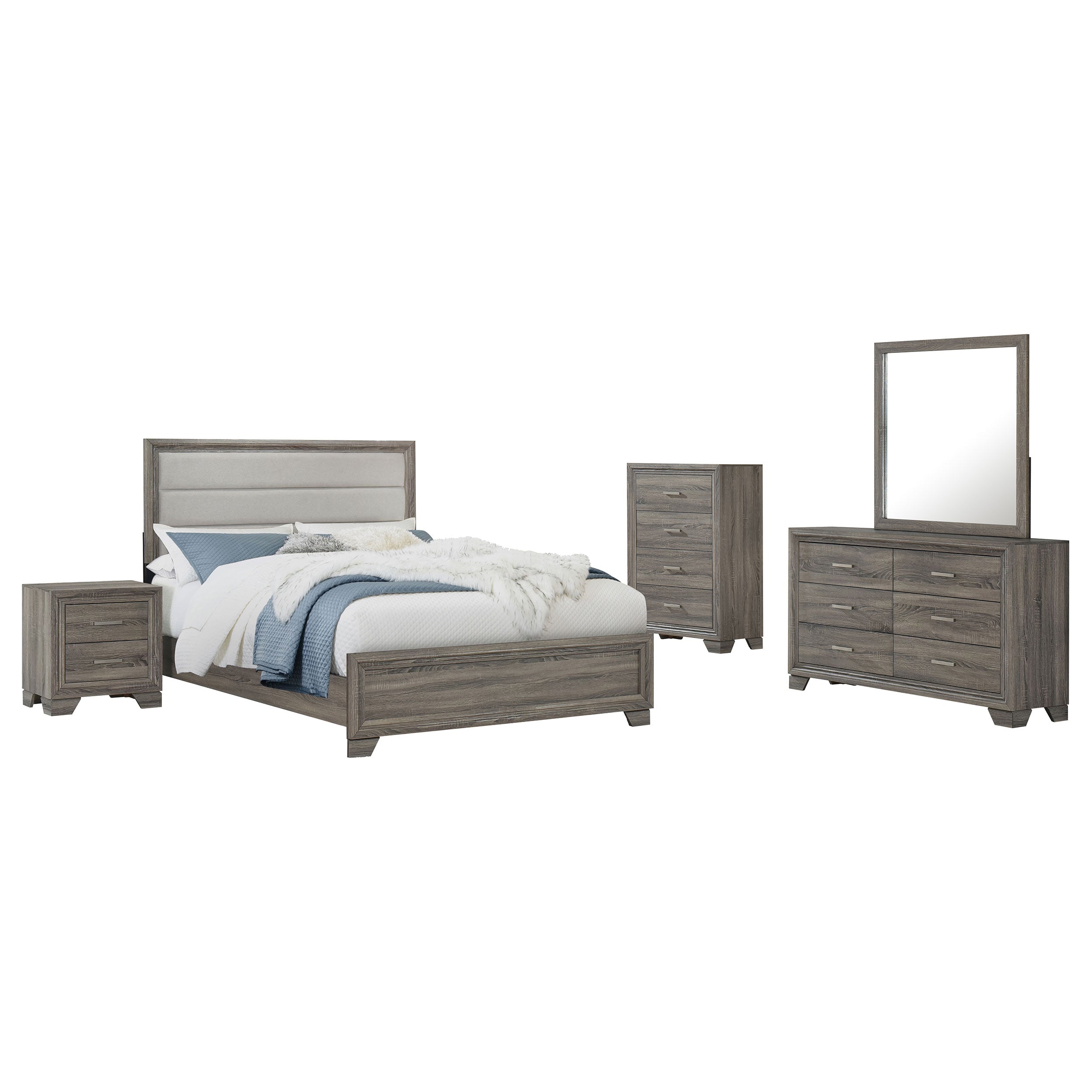 Wright California King Bedroom Set Brown Oak