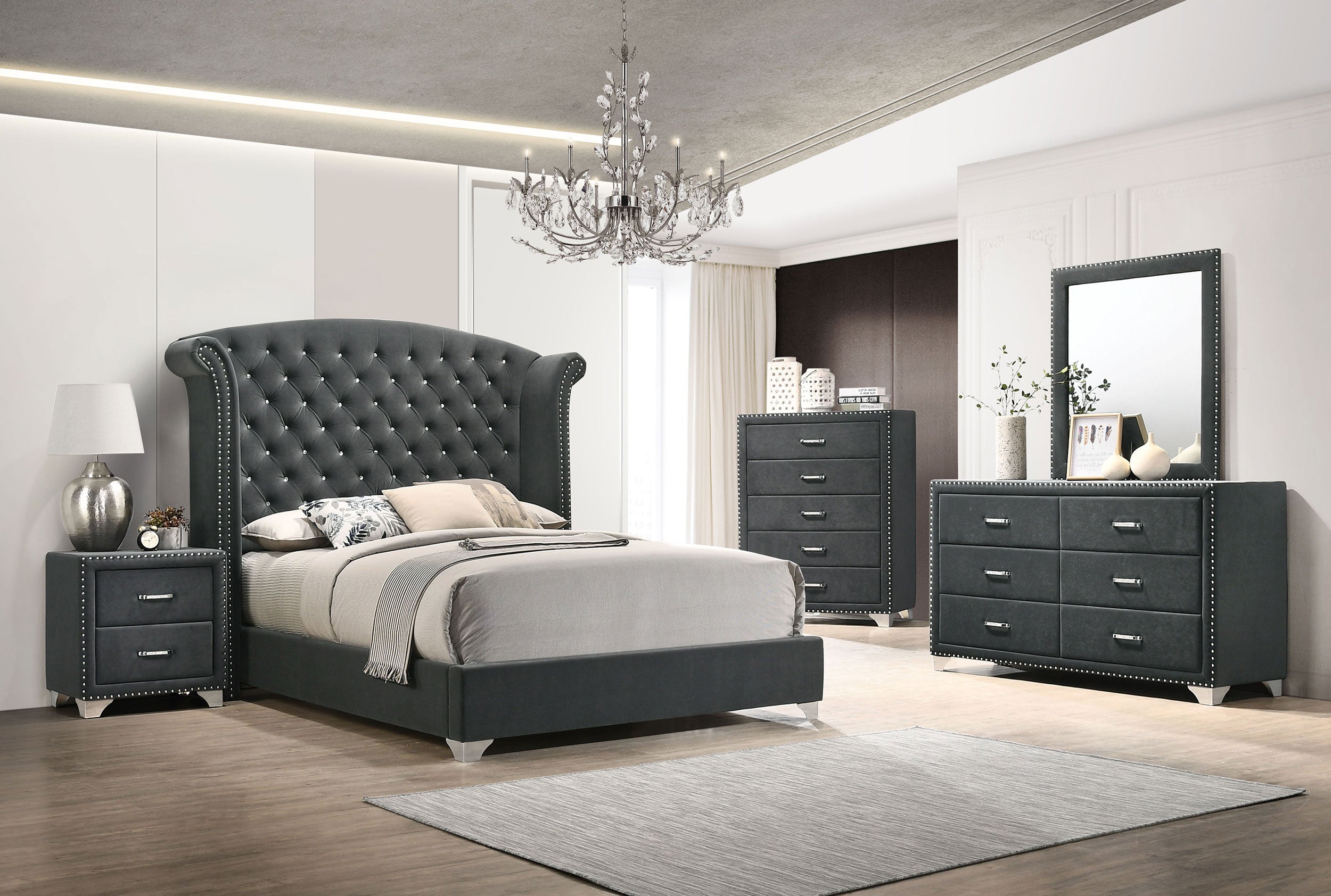 Melody California King Bedroom Set Grey