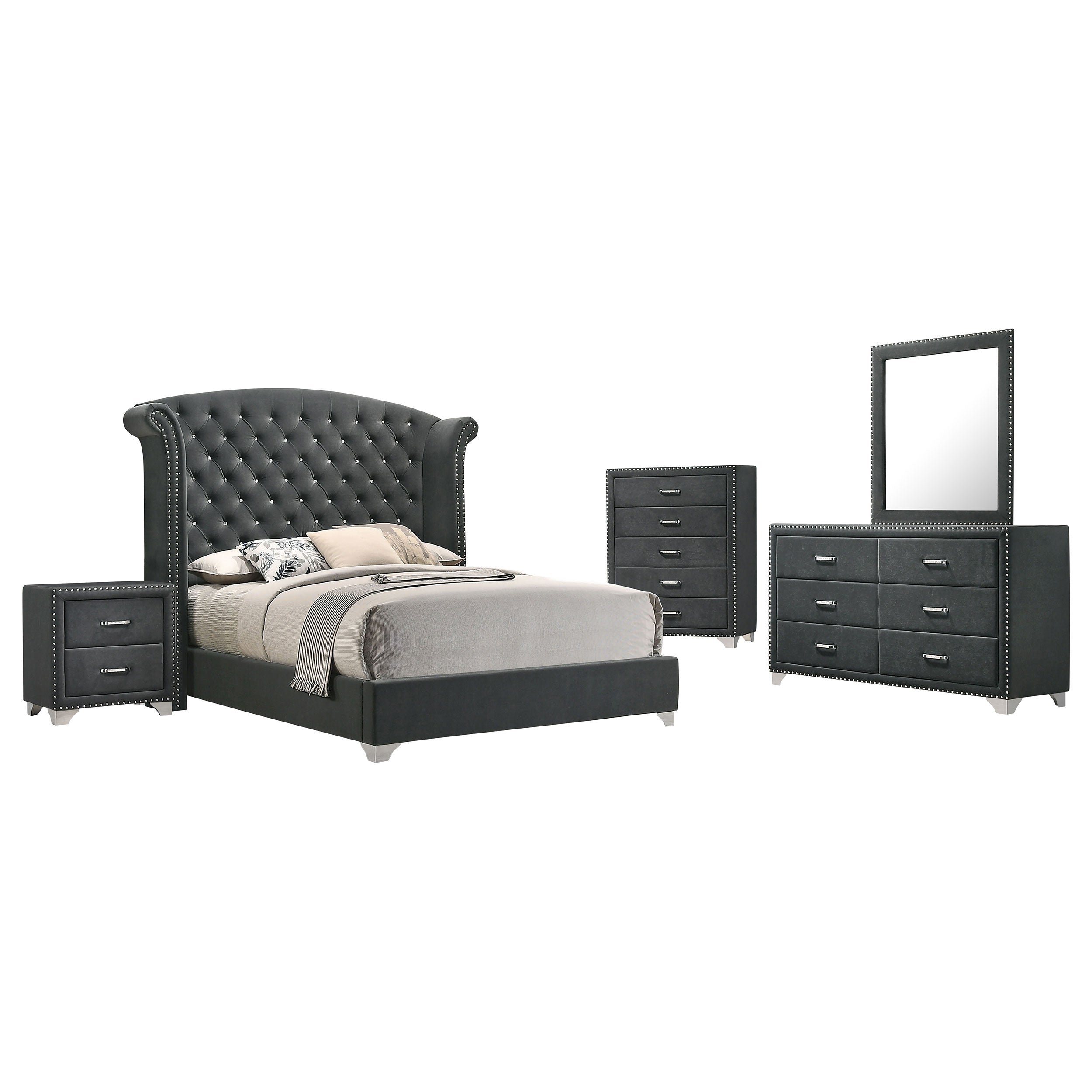 Melody California King Bedroom Set Grey