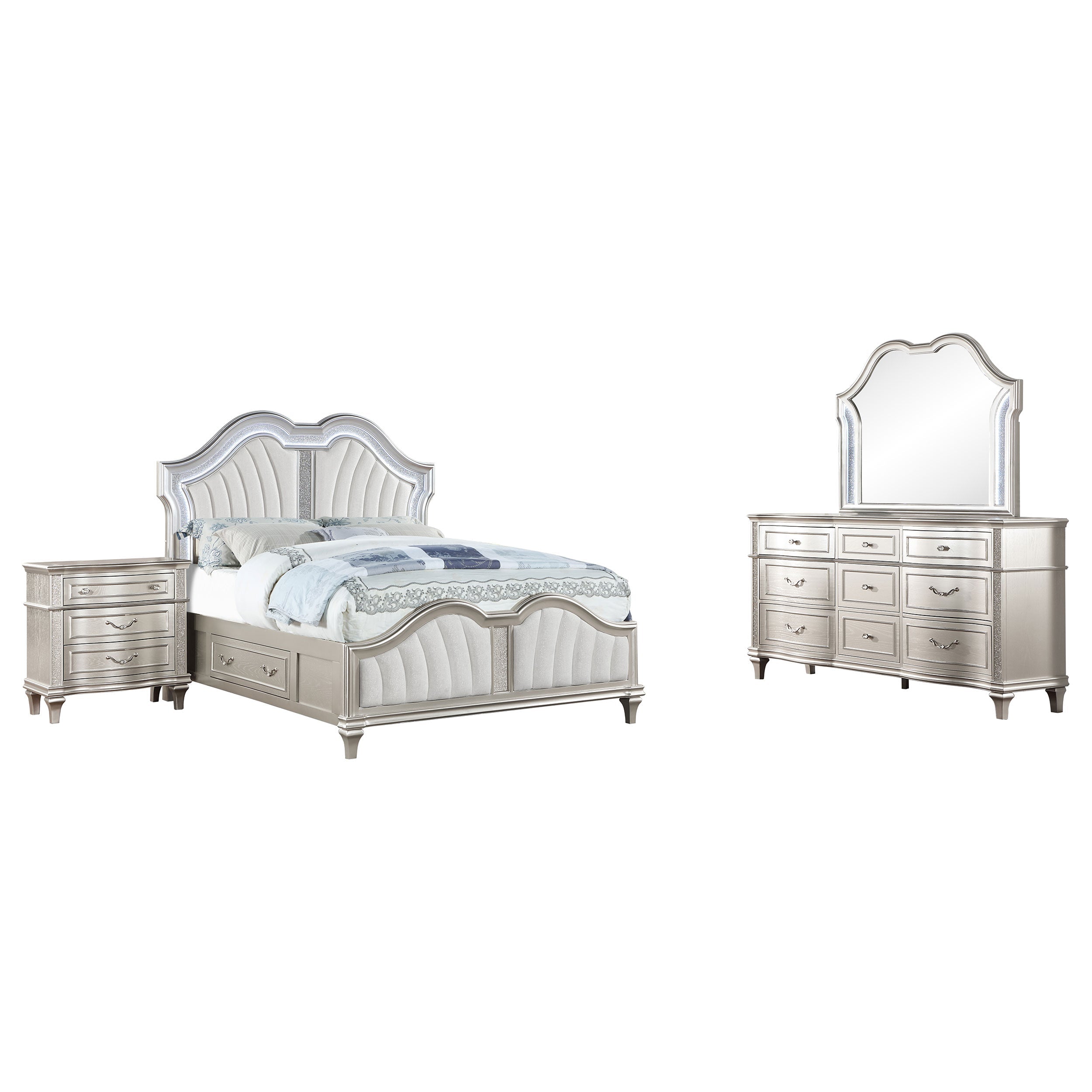 Evangeline California King Bedroom Set Silver Oak