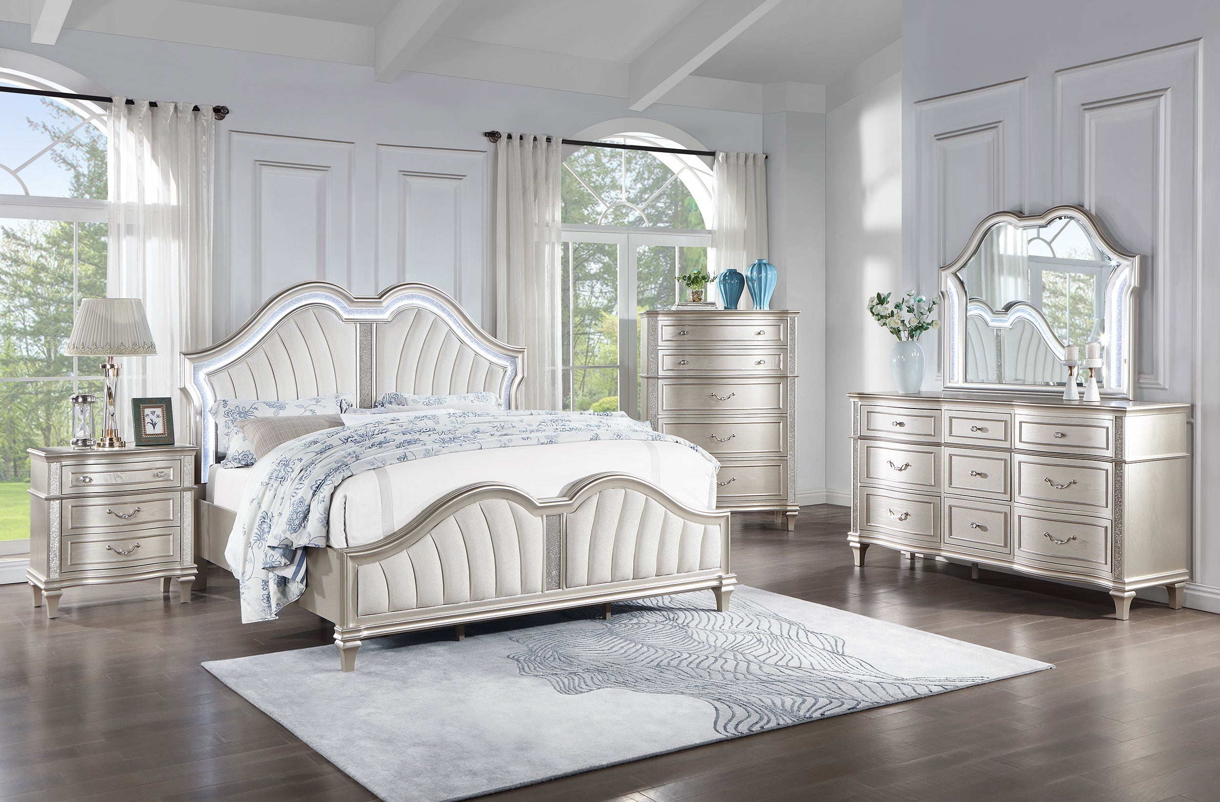 Evangeline California King Bedroom Set Silver Oak