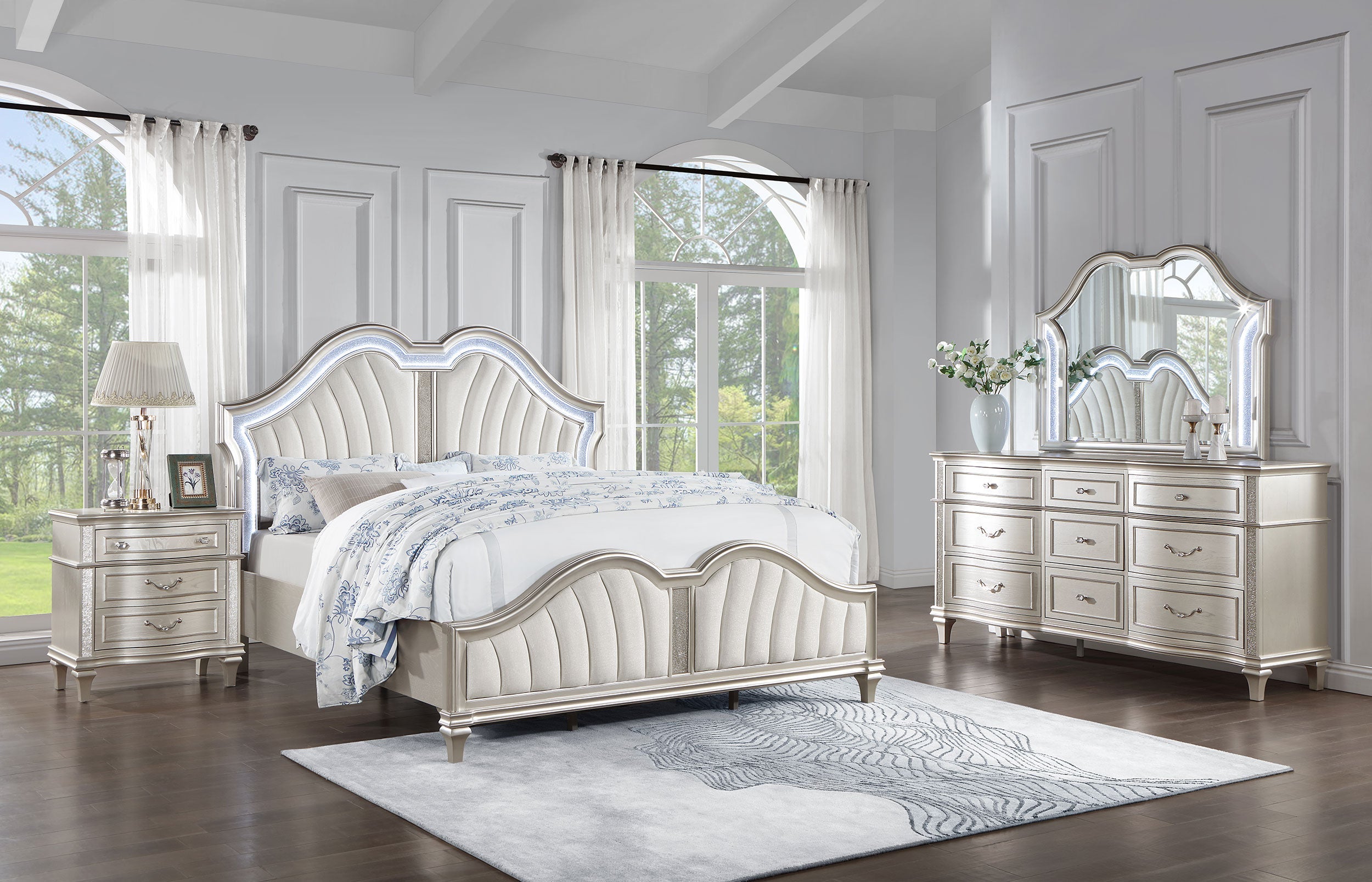 Evangeline California King Bedroom Set Silver Oak