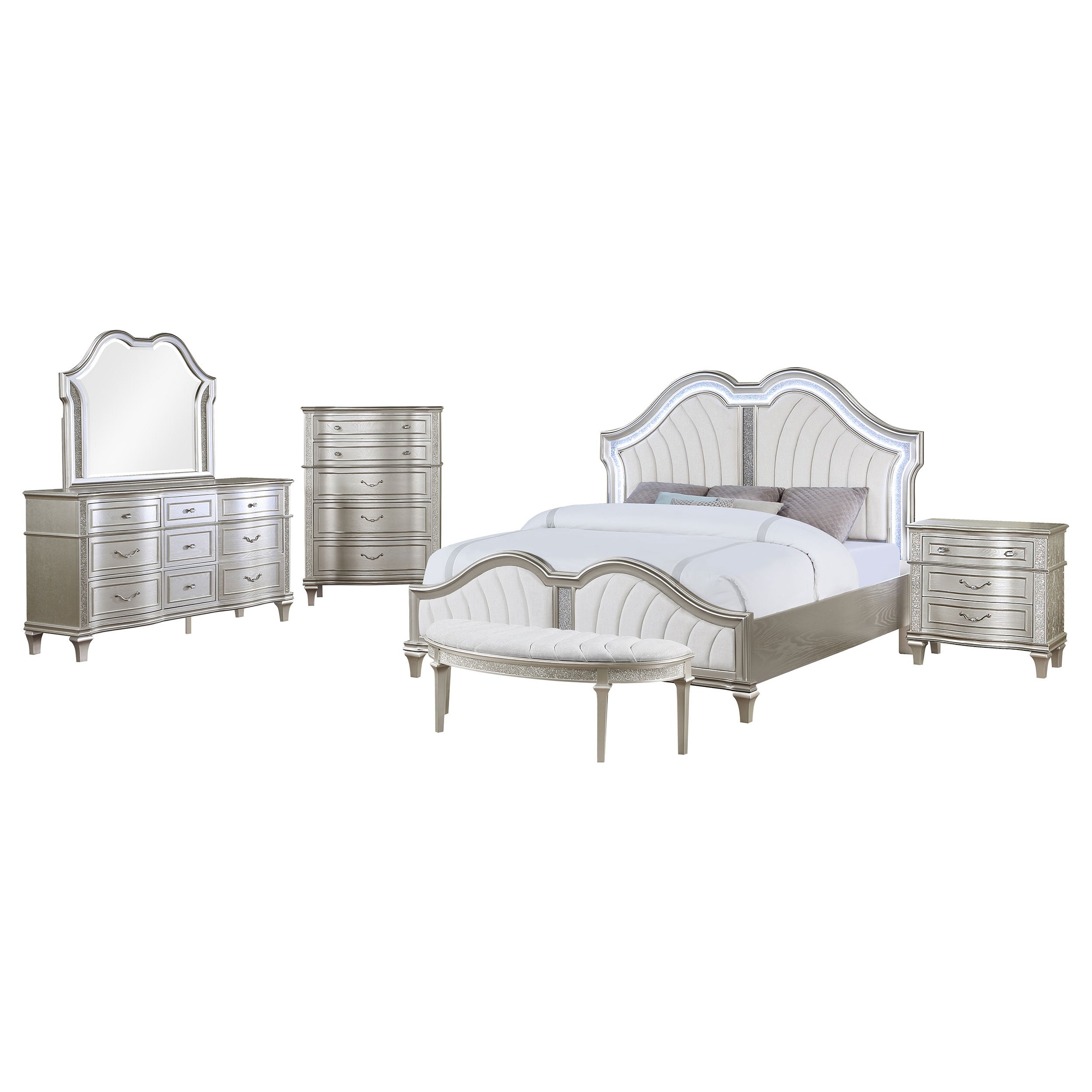 Evangeline California King Bedroom Set Silver Oak
