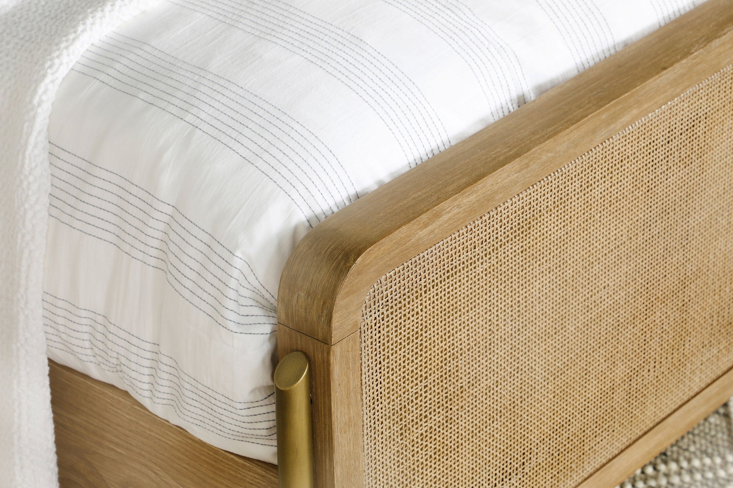 Arini RattanPanel Bed Sand Wash and Natural