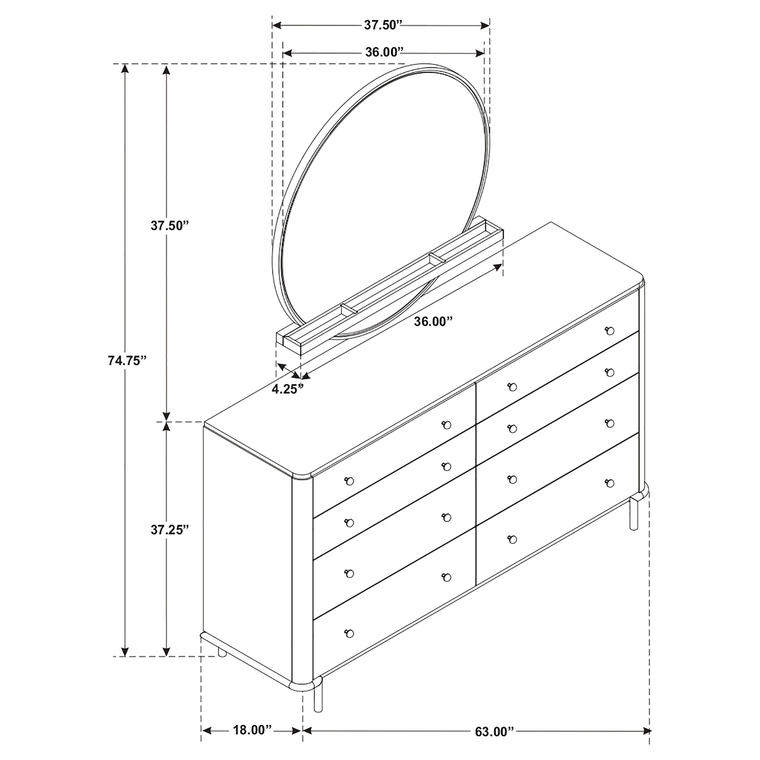 Arini 8-drawer Dresser Black