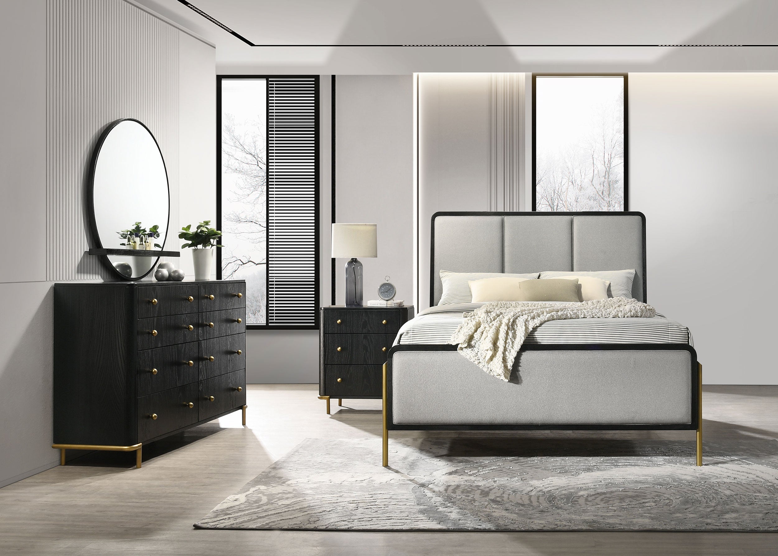 Arini Bedroom Set Black and Natural