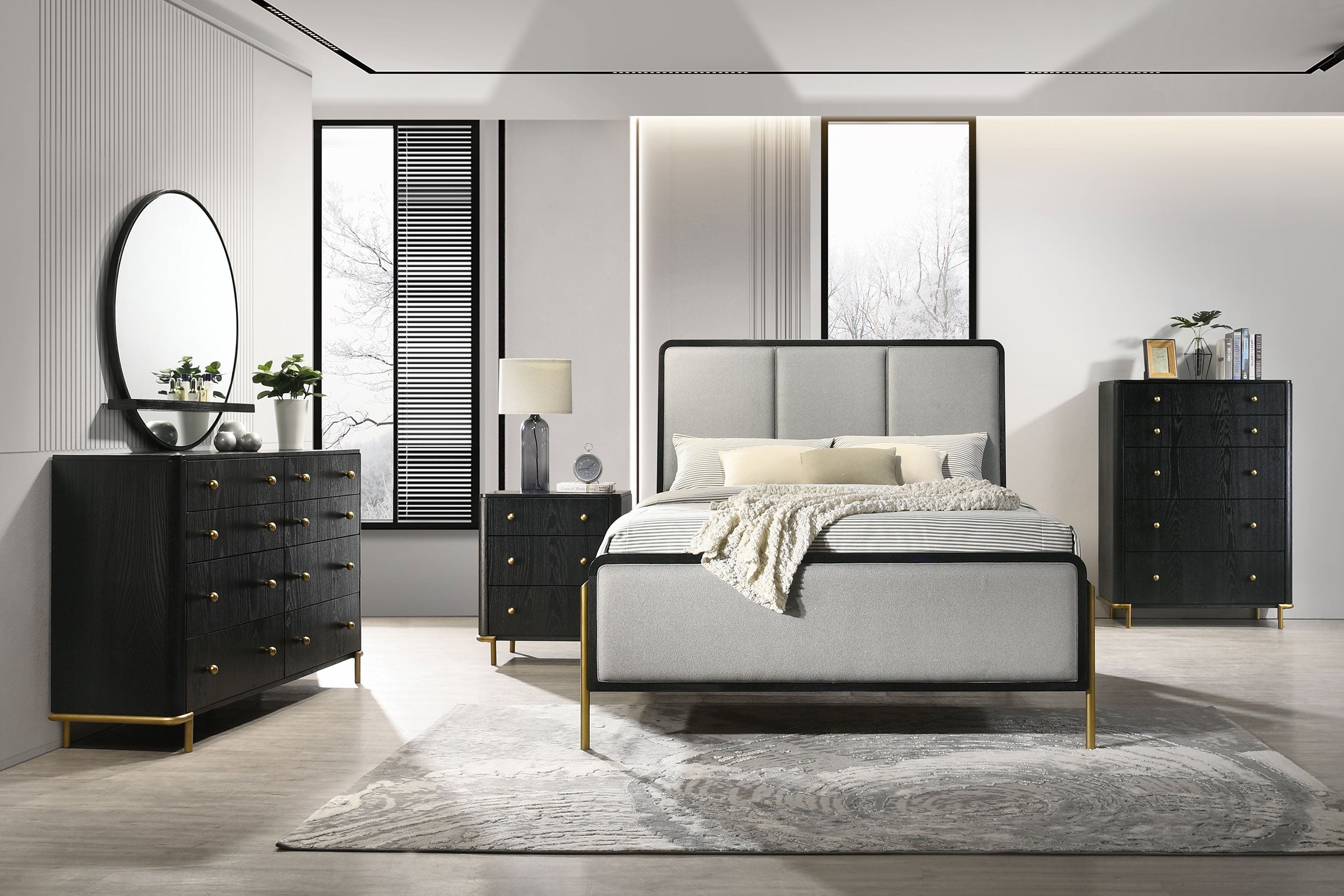 Arini Bedroom Set Black and Natural