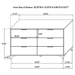 Kendall 6-drawer Dresser Black