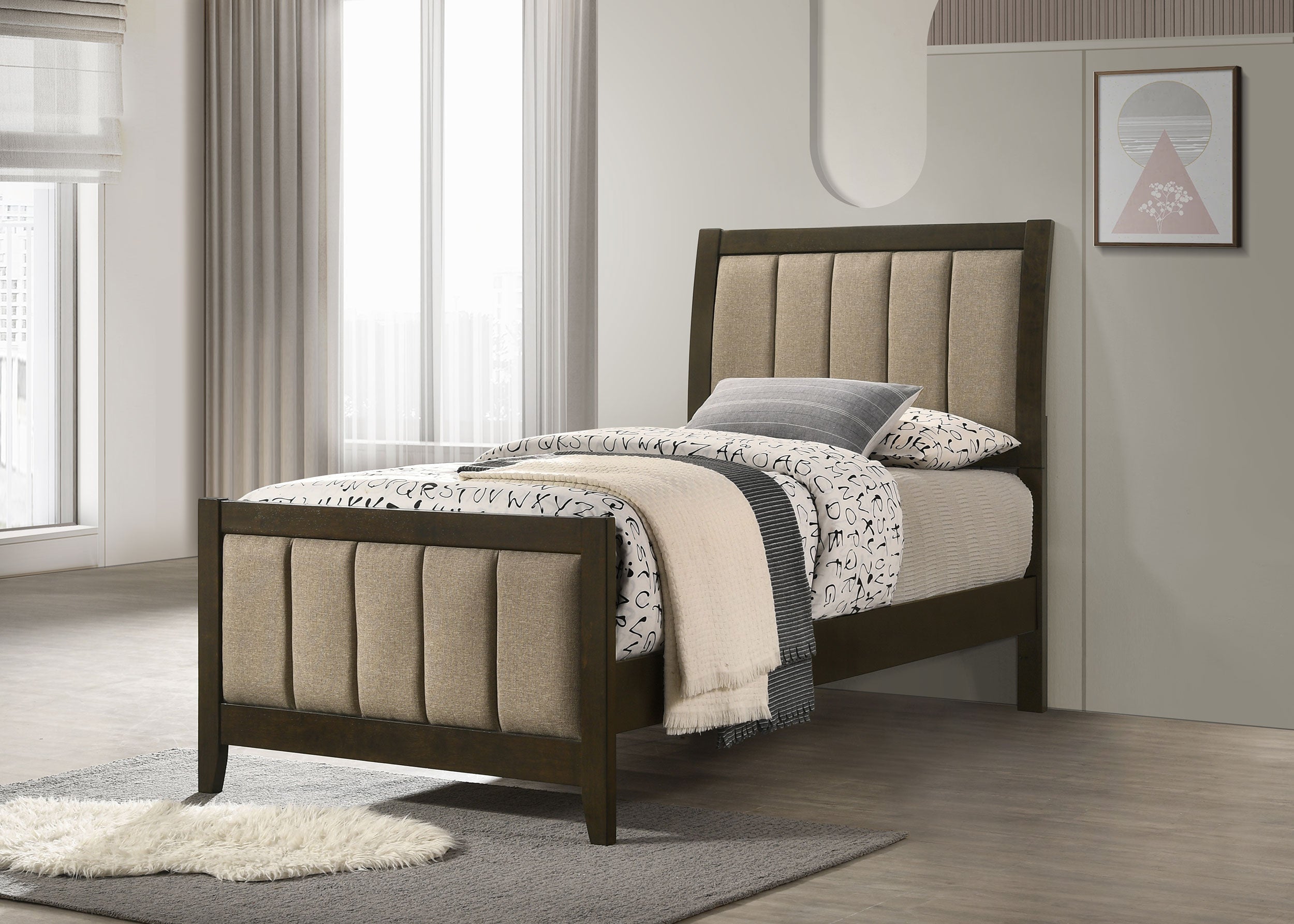 Wilkes 51-inch Upholstered California King Bed Dark Cocoa