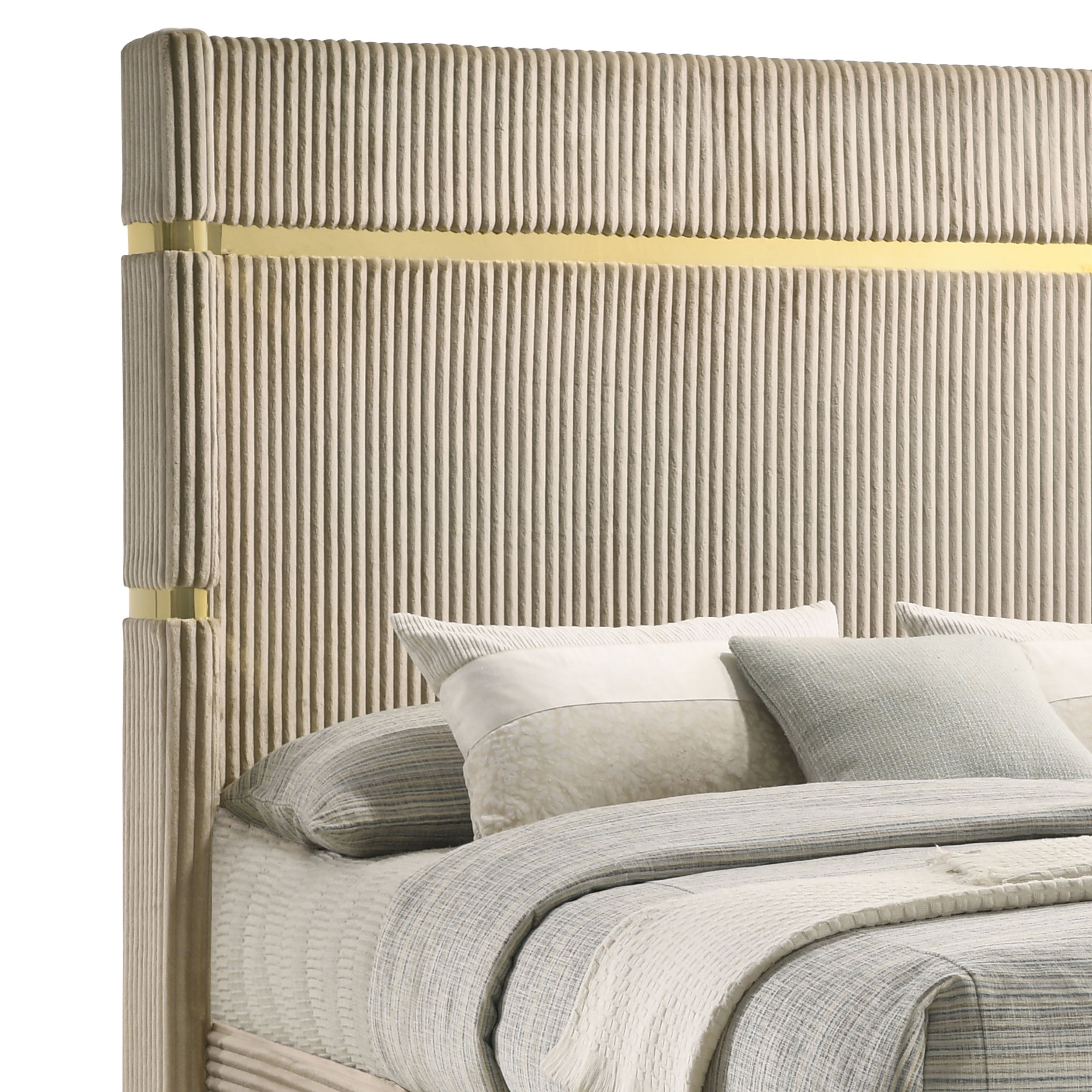 Lucia 61-inch Upholstered Wingback Bed Beige