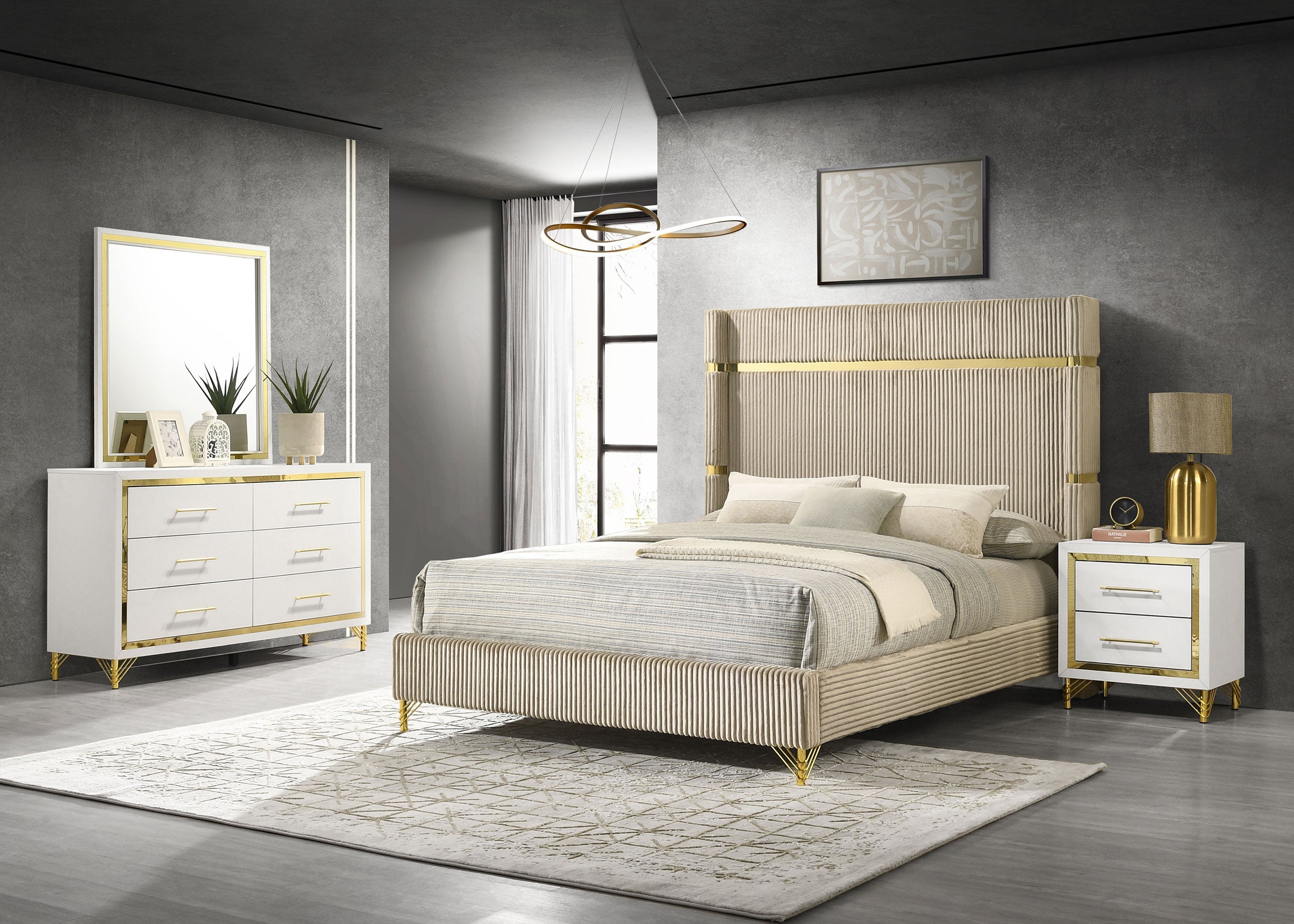 Lucia Bedroom Set Beige and White